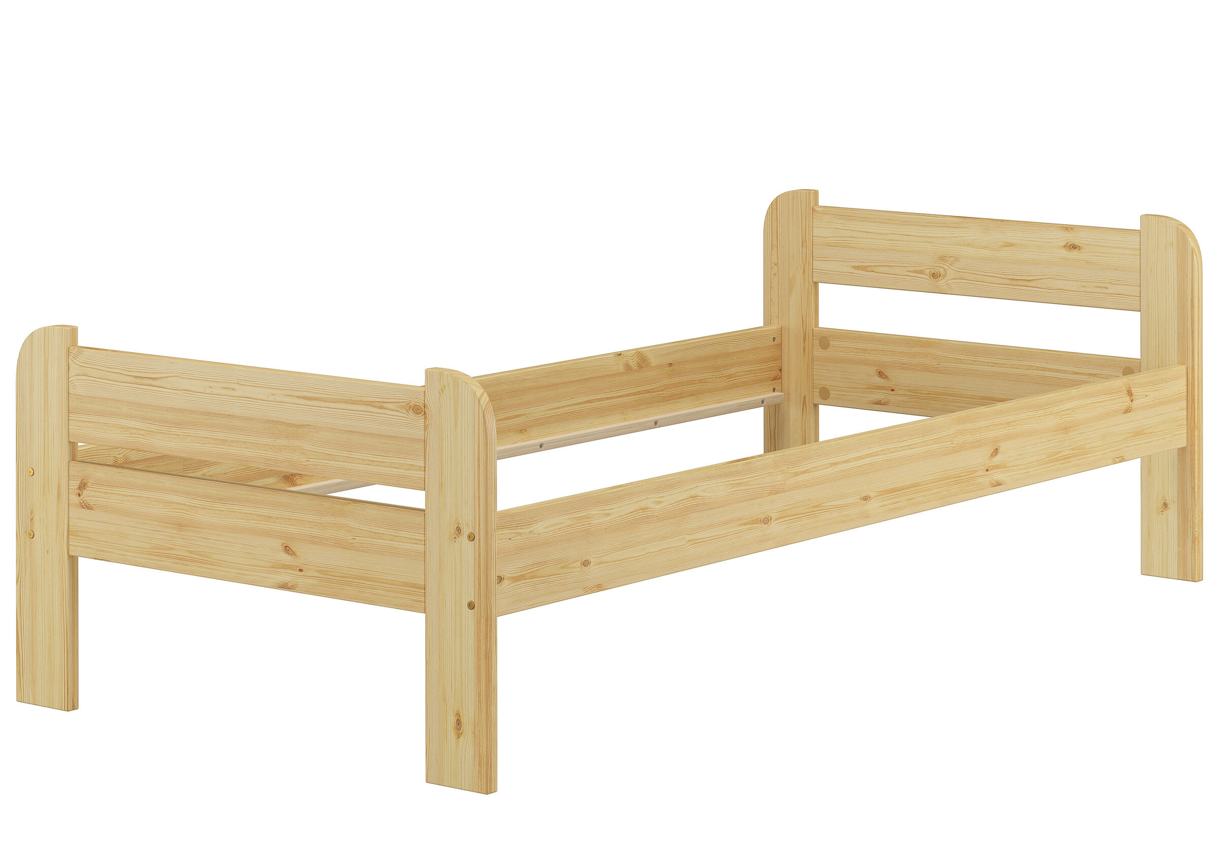 Holzbett, Einzelbett, Naturholz, Kiefer, Rahmenbett, Bettgestell Kiefer natur ohne Zubehör
