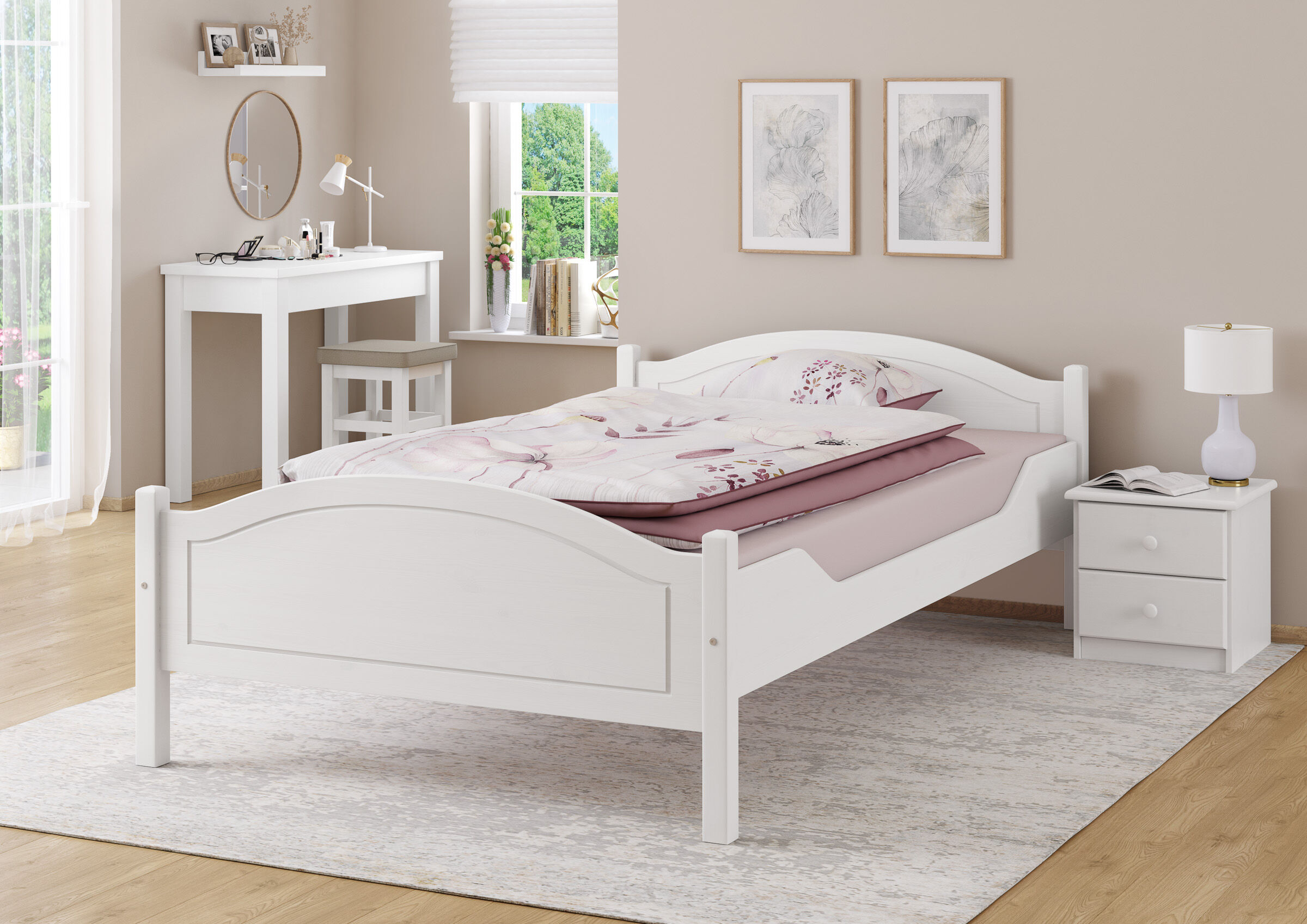bett, bettgestell, weiß, kinderzimmer, bedside t?, Weißes Bett Landhausstil