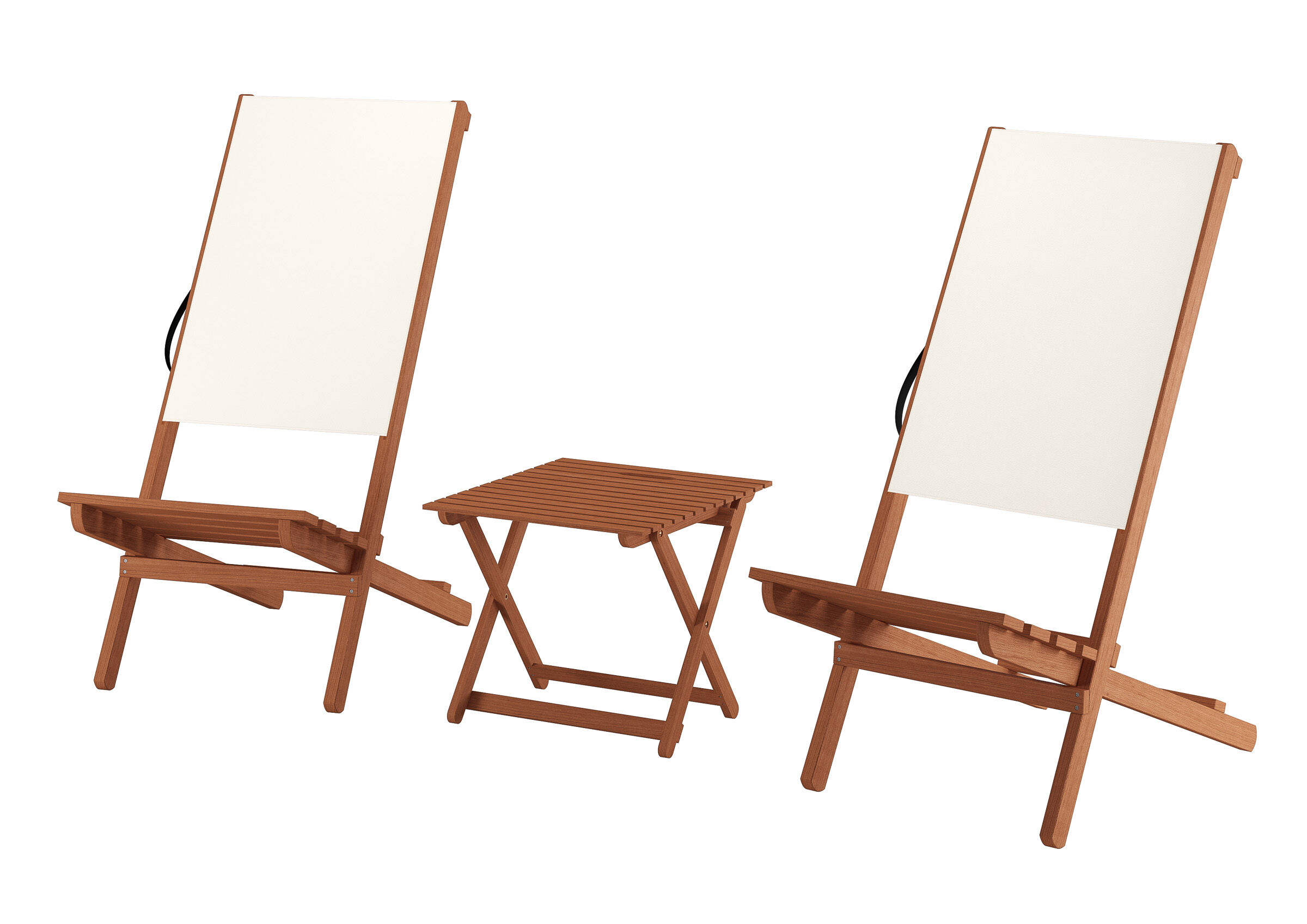 Holzstuhl, Lounge chair, Gartenmöbel, Klappstuhl, Holztisch, Set 2 Strandstühle mit Tisch