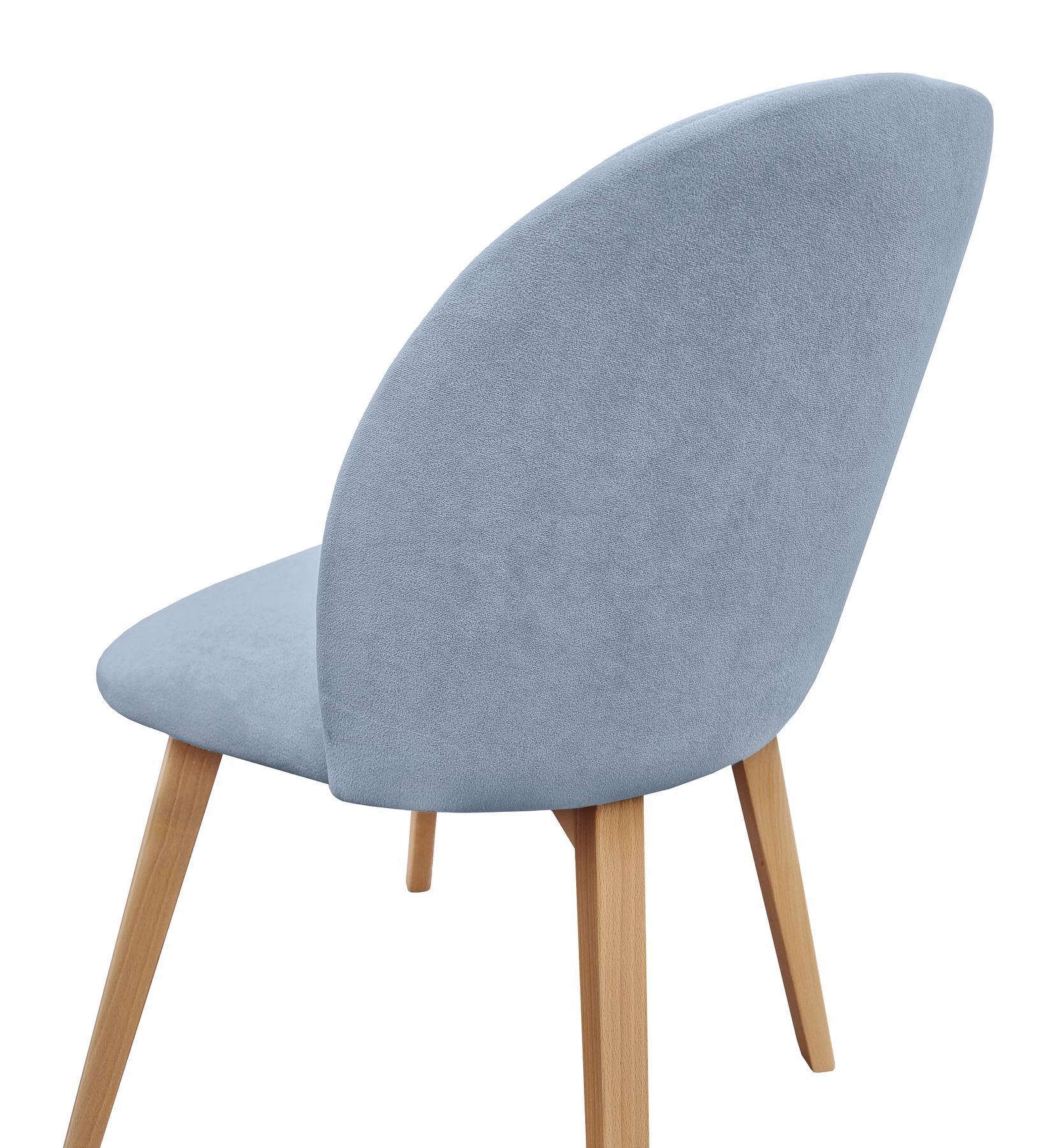 Stuhl, Esszimmerstuhl, Holzbeine, Blau, Vellourestoff, ergonomisch gewölbte Lehne
