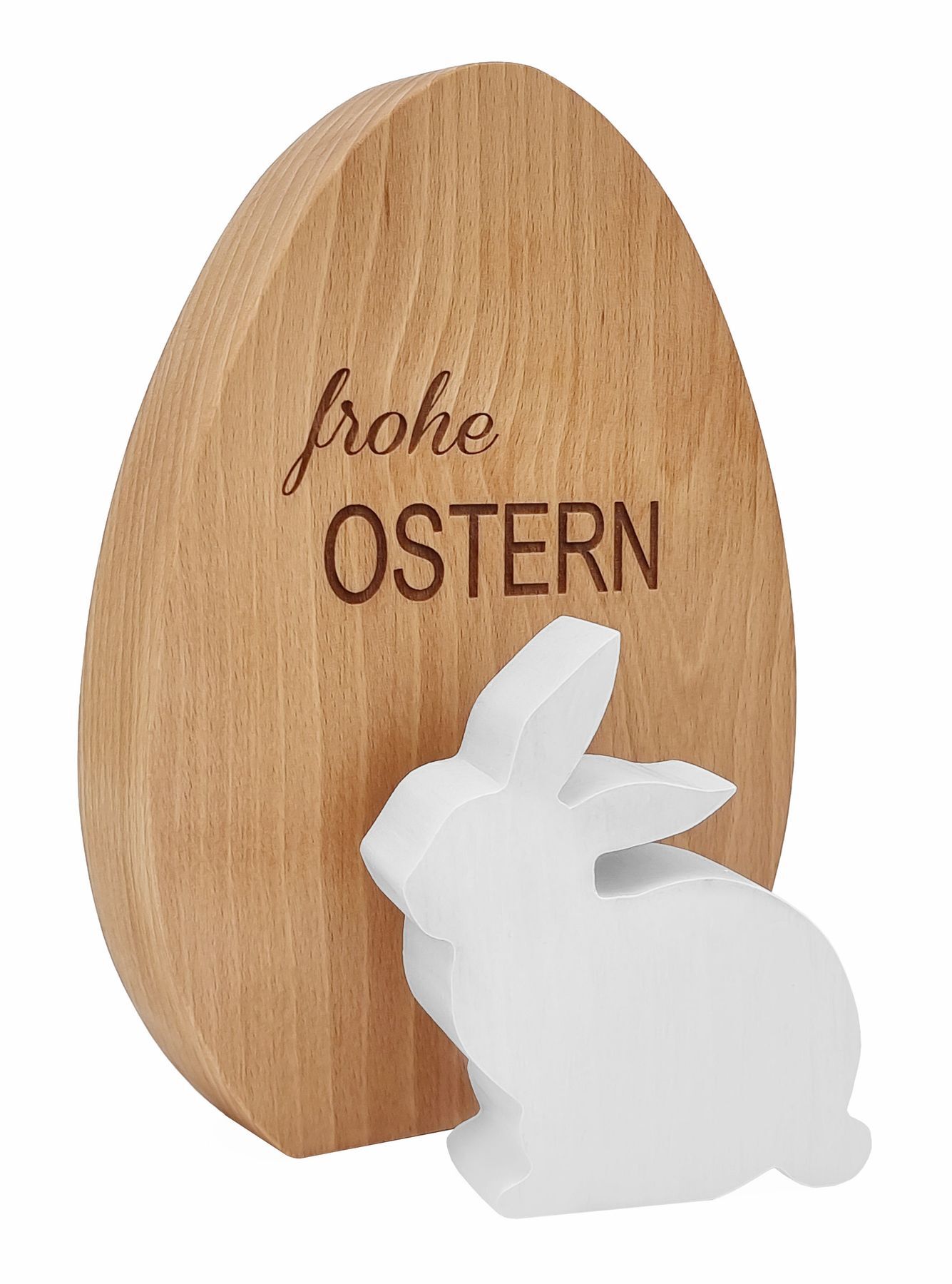 Ostern, Osterei, Holz, Hase, Deko, Osterdeko Set Holzei mit Hasen aus Buche