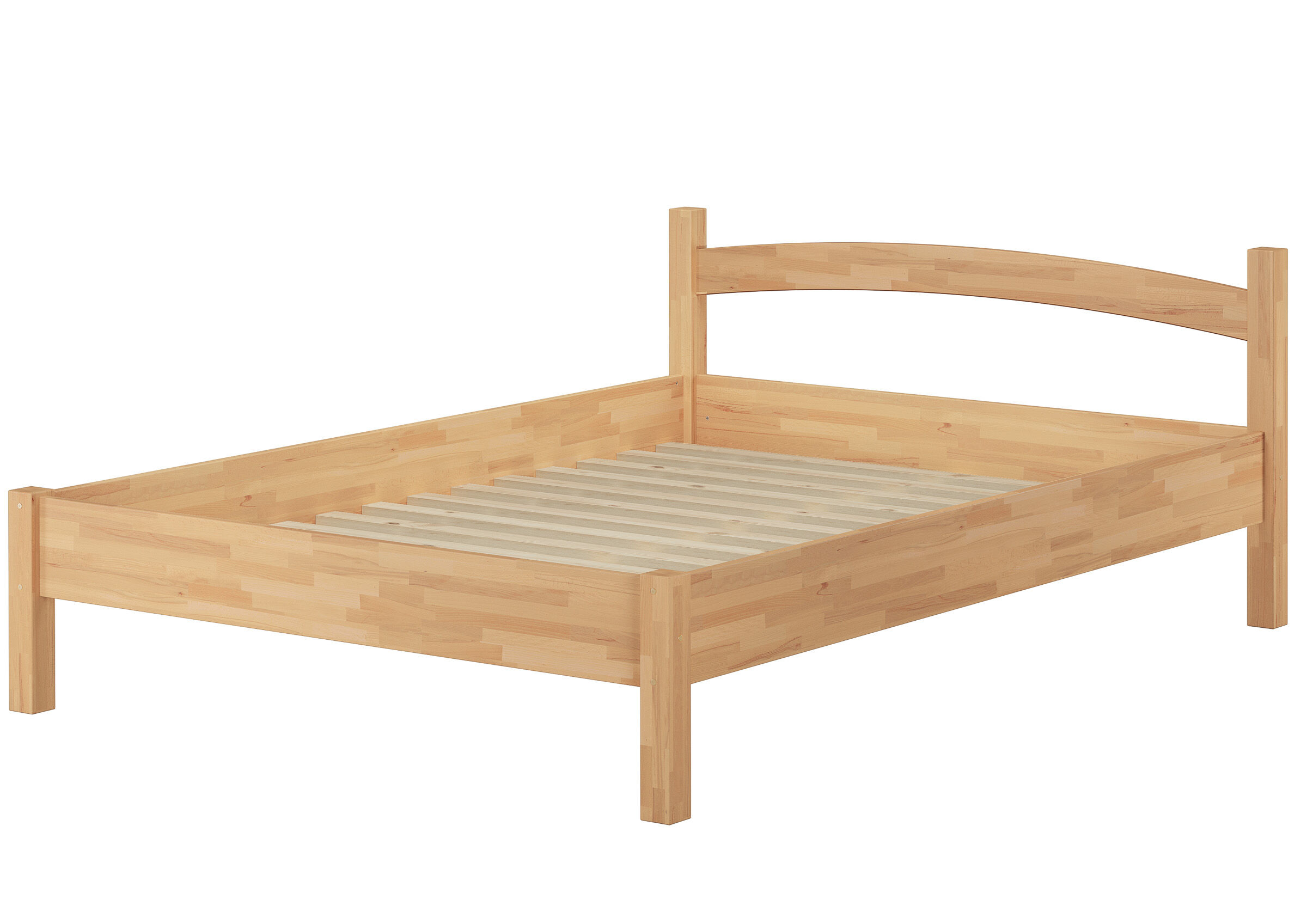 Bettgestell, Holzbett, Massivholz, Rahmenbett, Holzlattenrost, Gästebett Buche massiv mit Rollrost