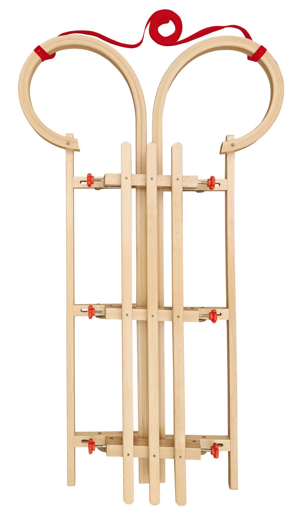 Holzschlitten, Schlittenrahmen, Rotband, Kufen, Kinderkinderkinder, langer Holzschlitten klappbar