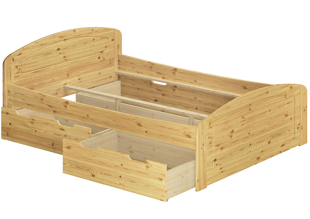 holzbett, bettgestell, holzbett, lattenrost, schublade, Bettgestell mit Bettkästen Kiefer natur