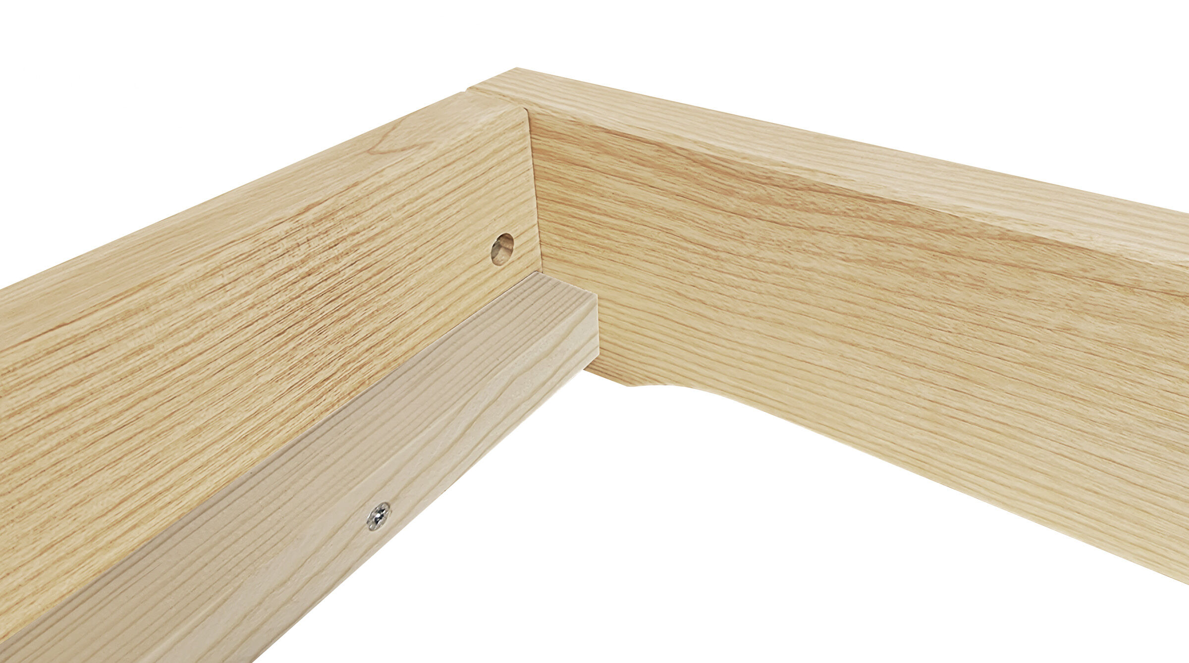 Massivholzbett 180x200 aus Esche Detailbild des Holzbettes 180x200