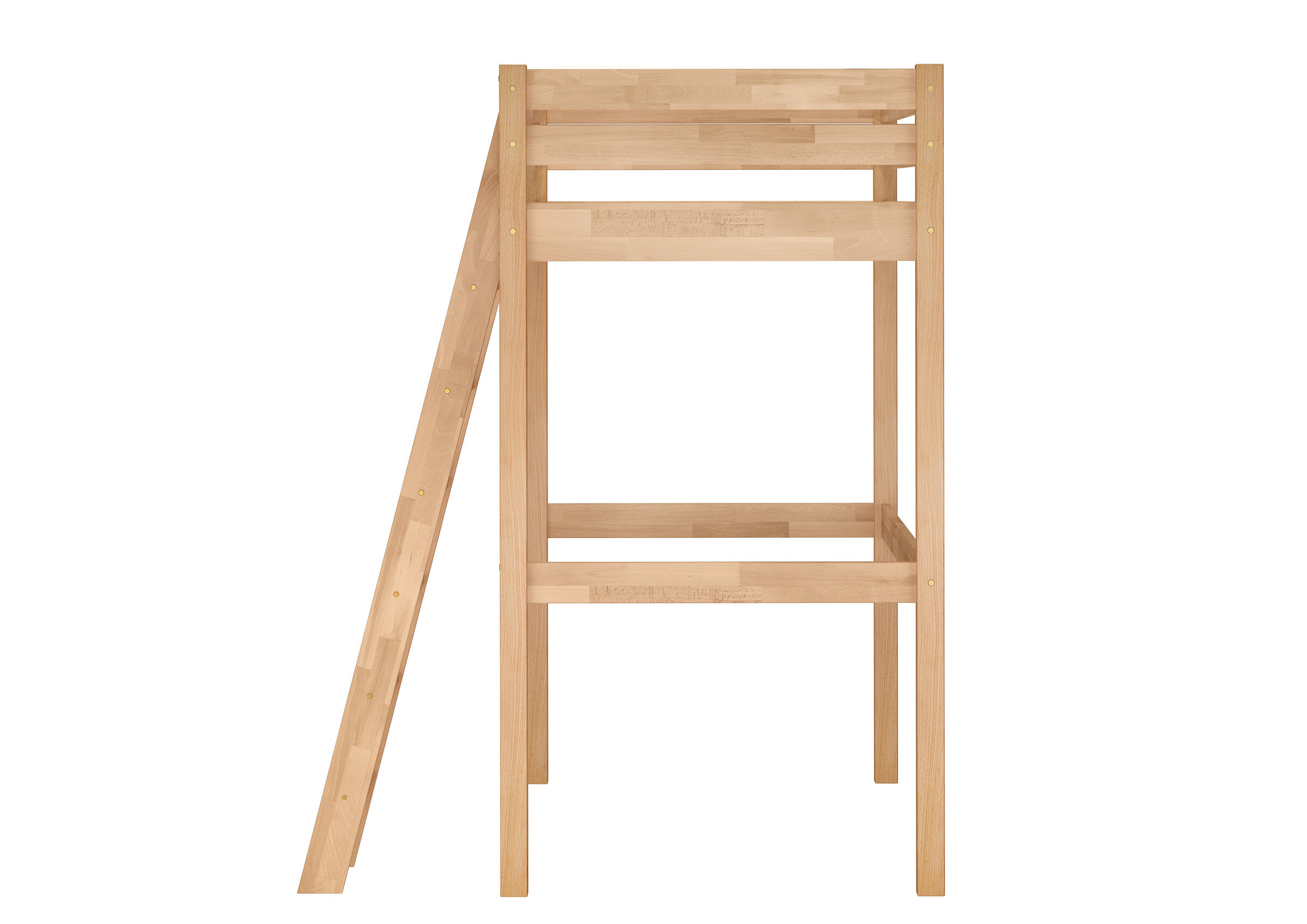holzstuhl, hochbett, holz, hochbetttaufenschutz, leiter, Buche Hochbett 90x200 im Detail