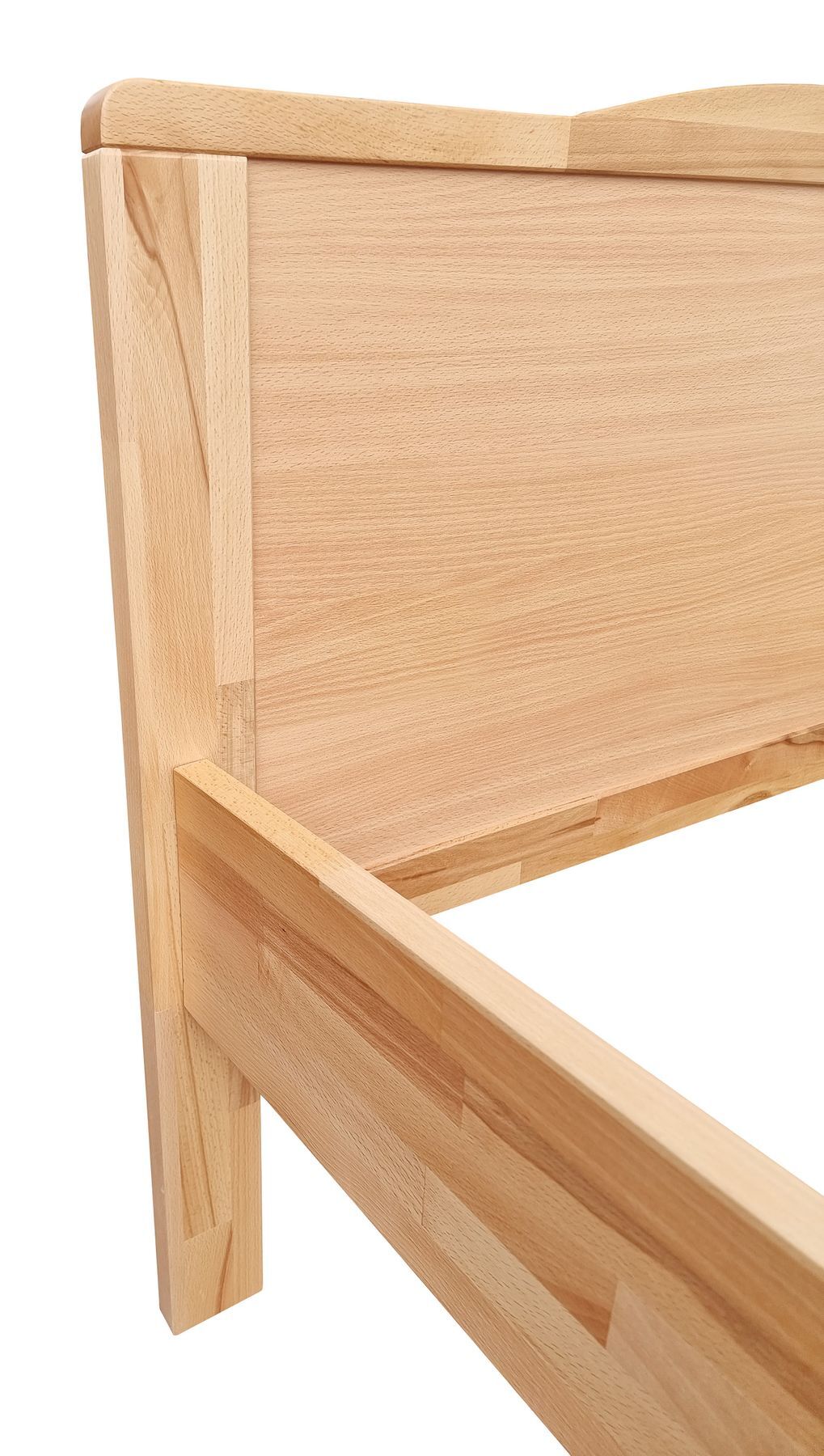 Holzbett, Bettgestell, Birkenholz, Holzoptik, Kopfteil, Detailbild Buchebett
