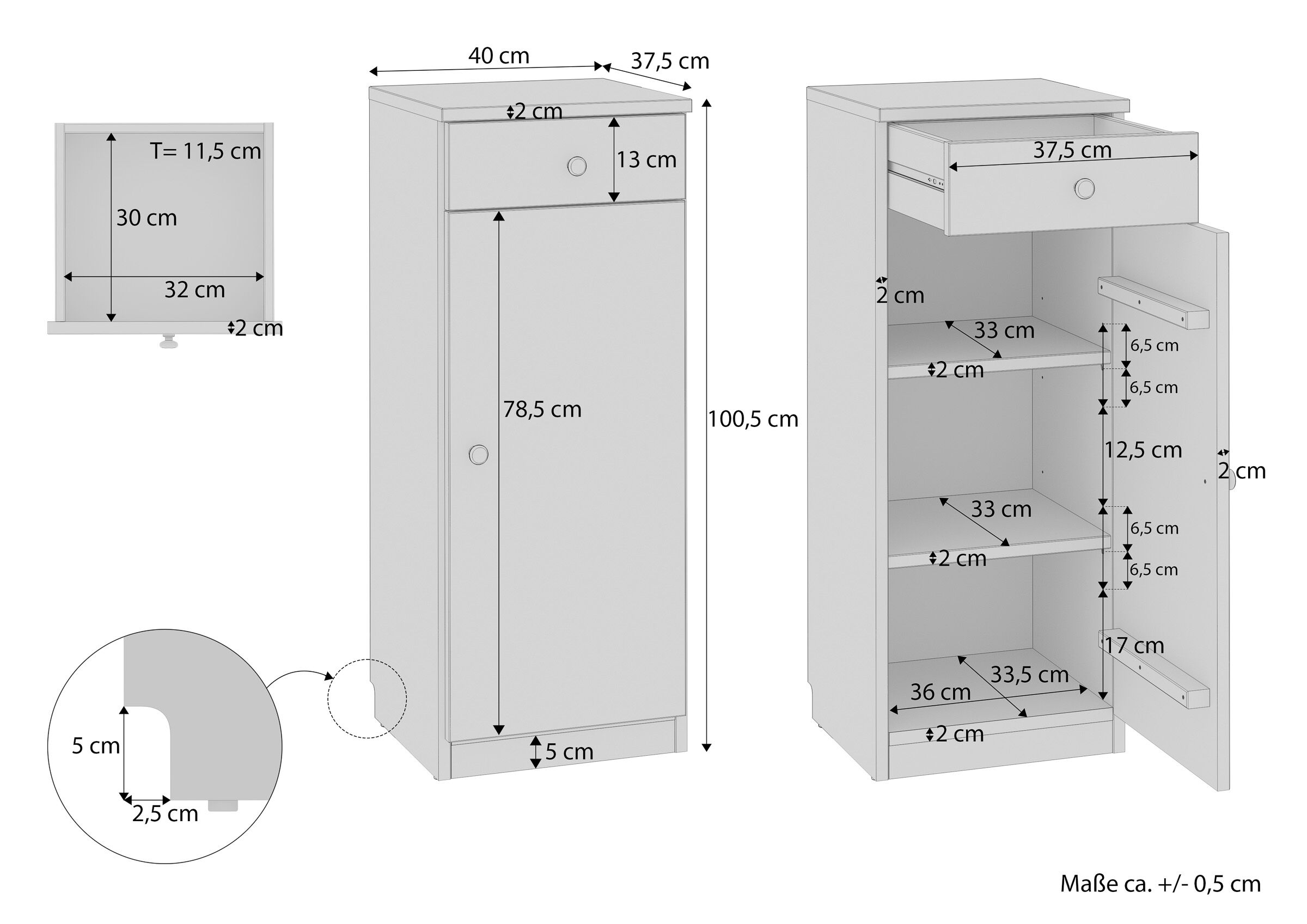 Schuhschrank, Kleiderschrank, Tür, Schublade, Regal, Maße Holzgarderobe Kiefer