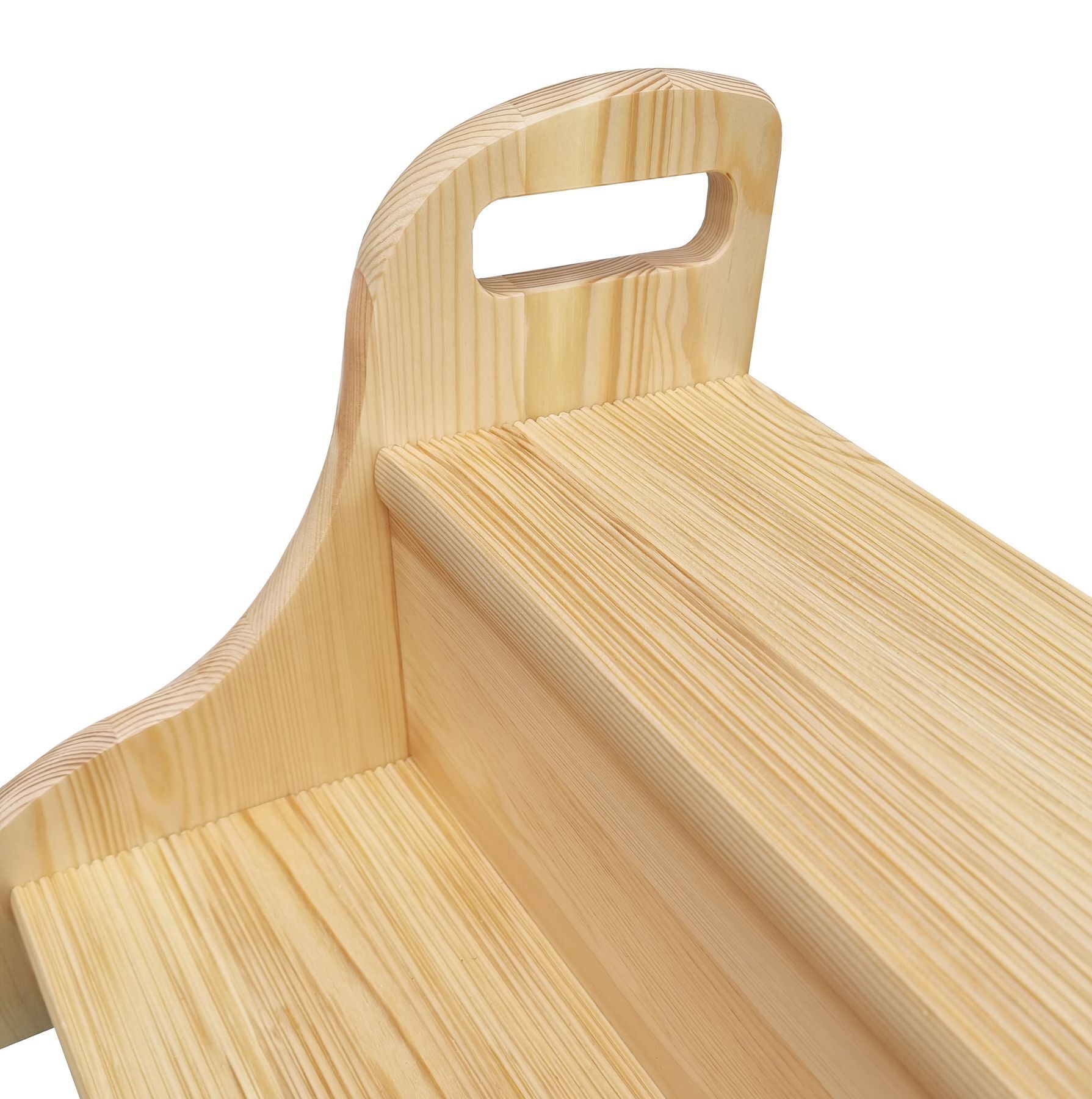 Holzstuhl, Holzbank, Kinderstuhl, Naturholz, Griffloch-Handle, Seitengriff Kieferholz-Tritt