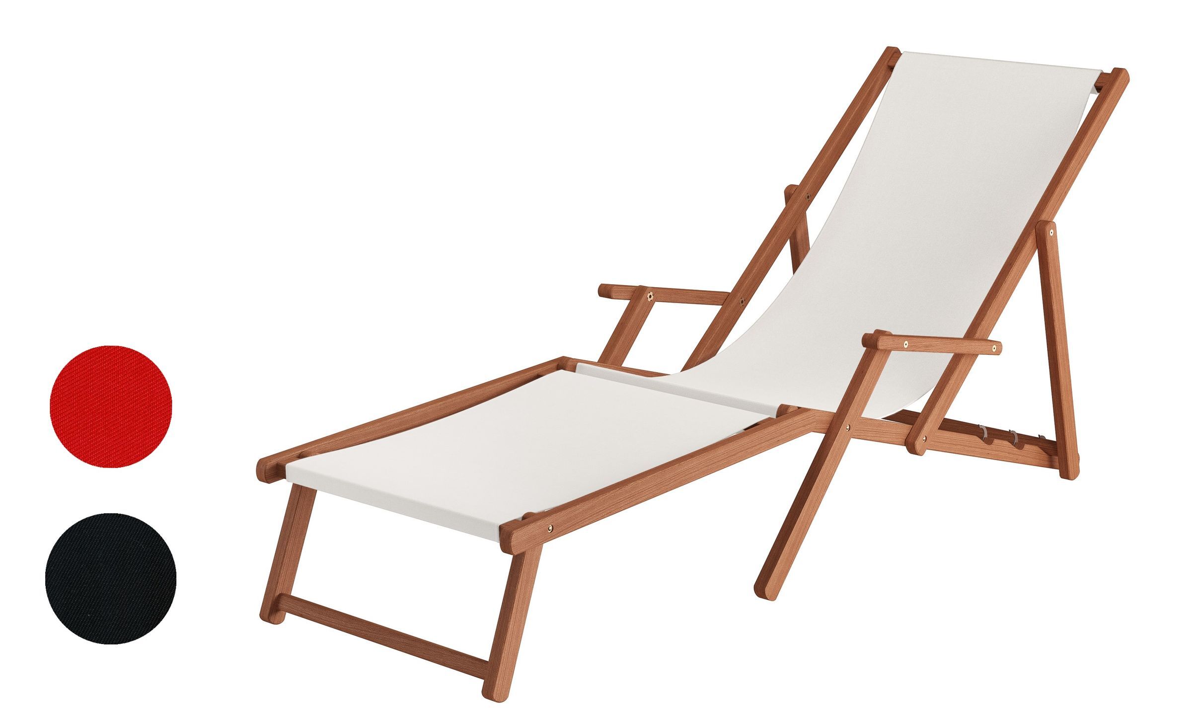Strandkorb, Loungesessel, Holz, Leinwand, Rot/Schwarz/Blau, XXL Liegestuhl