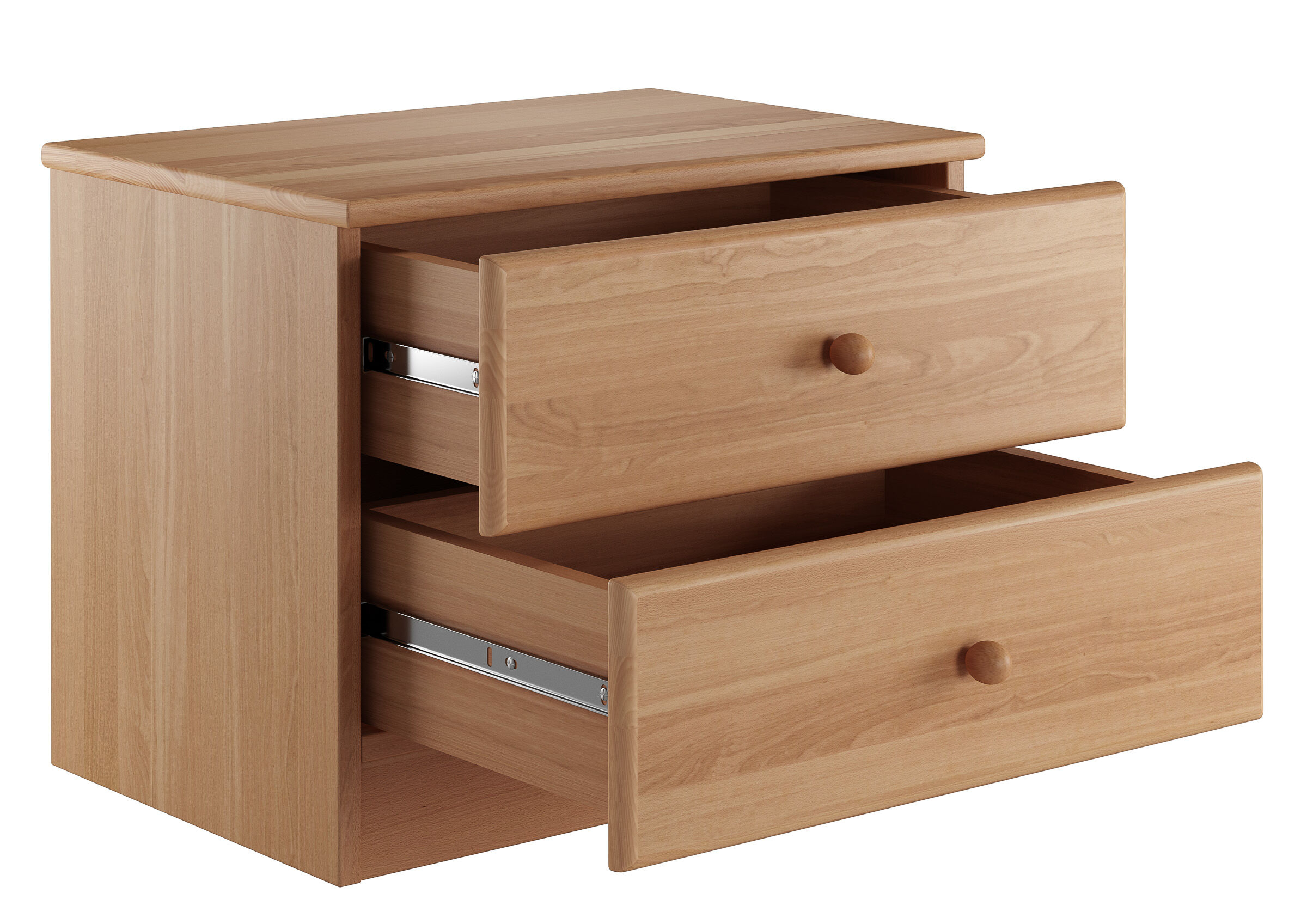 Nachttisch, Schublade, Holz, Eiche, Dreischubladen, Buche Nachtisch offene beide Schubladen