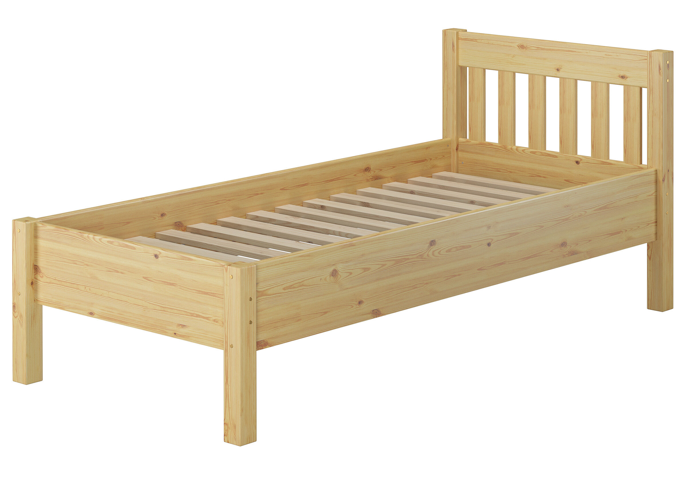 Holzbett, Einzelbett, Kiefernholz, Lattenrost, Holzbettgestell, Kiefer Seniorenbett breit