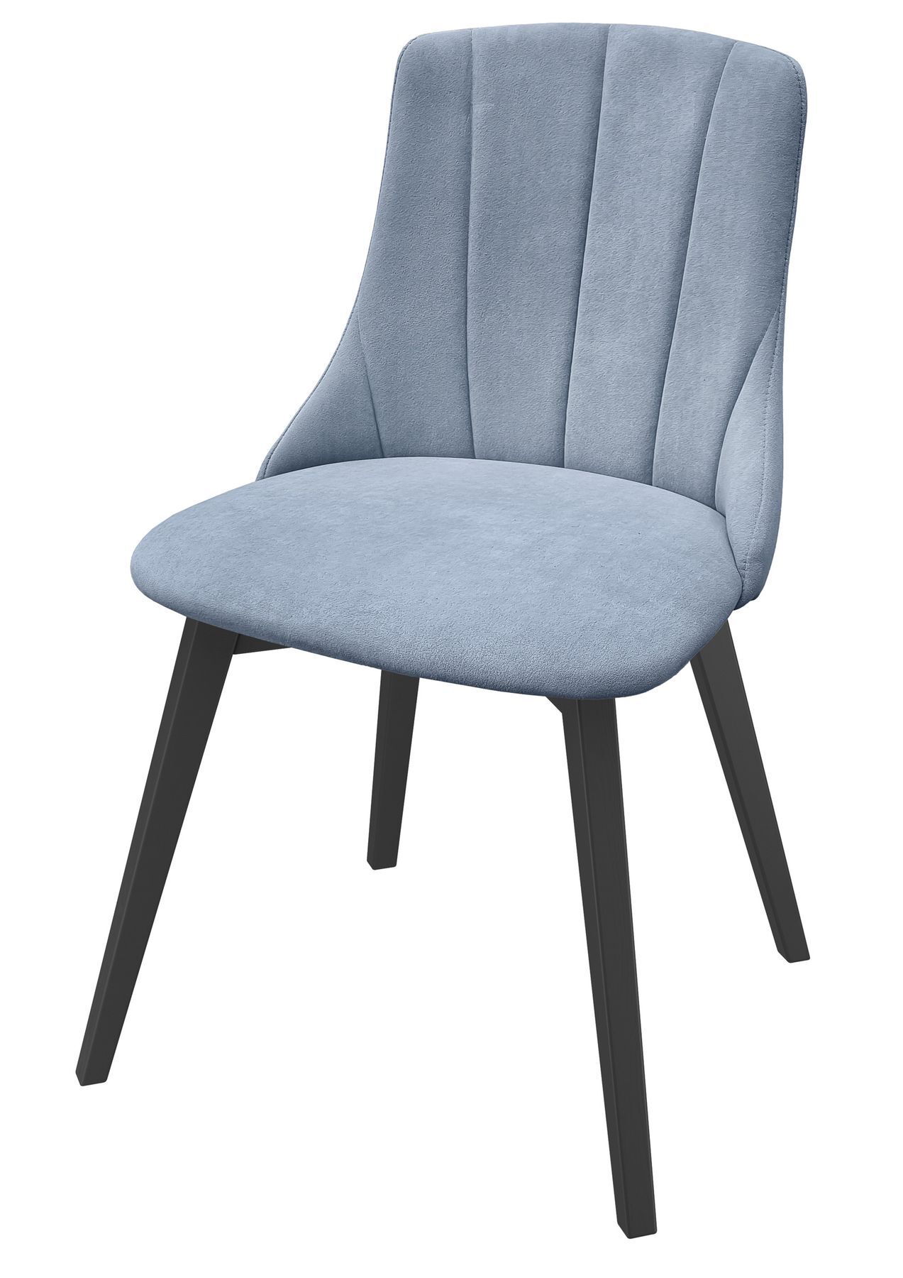 Stuhl, Stoffstuhl, Sitzmöbel, vier Beine, blau, grauer Schalensessel