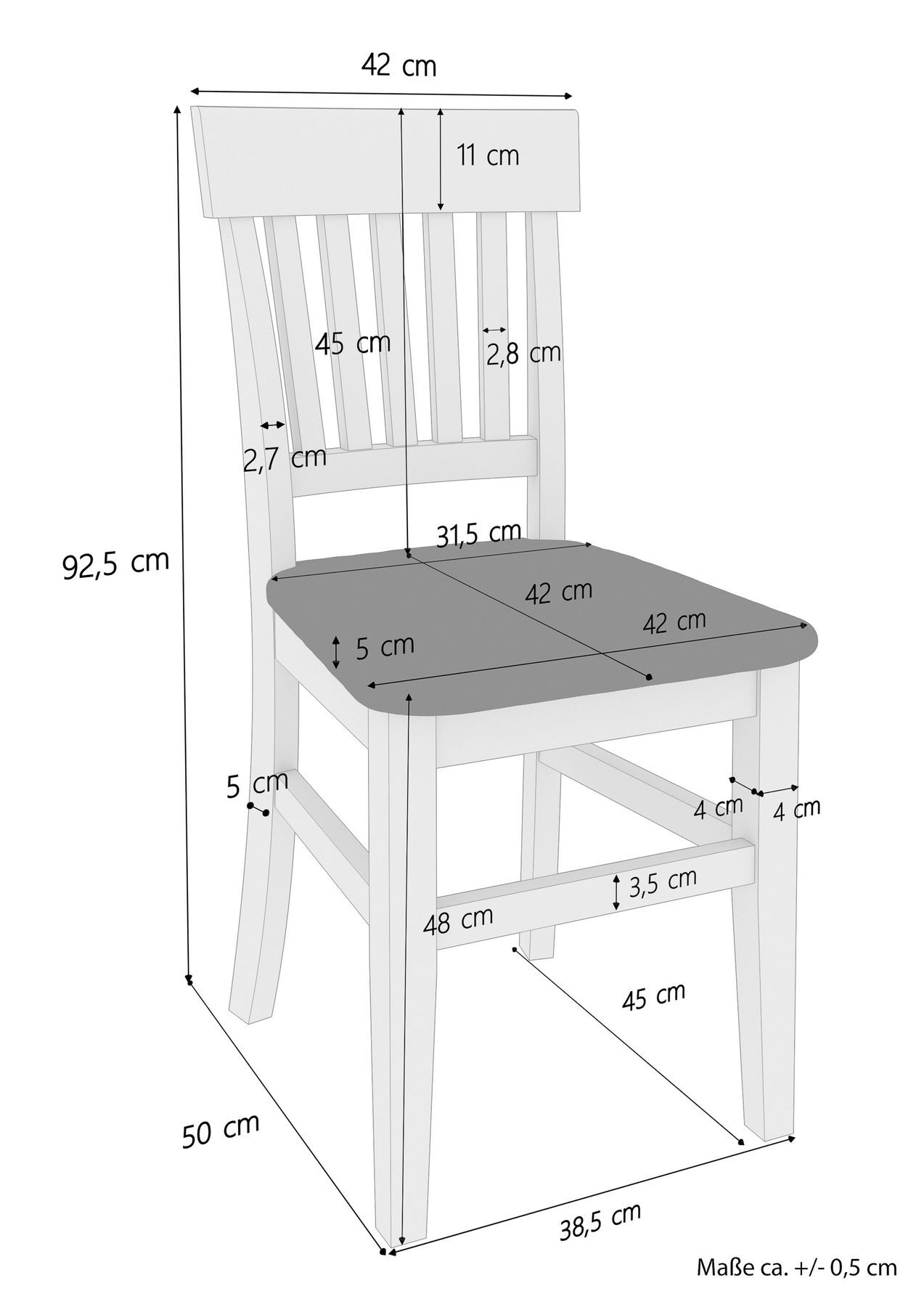 stuhl, hocker, holz, stuhl mit rückenlehne, dimensionen, Maßskizze