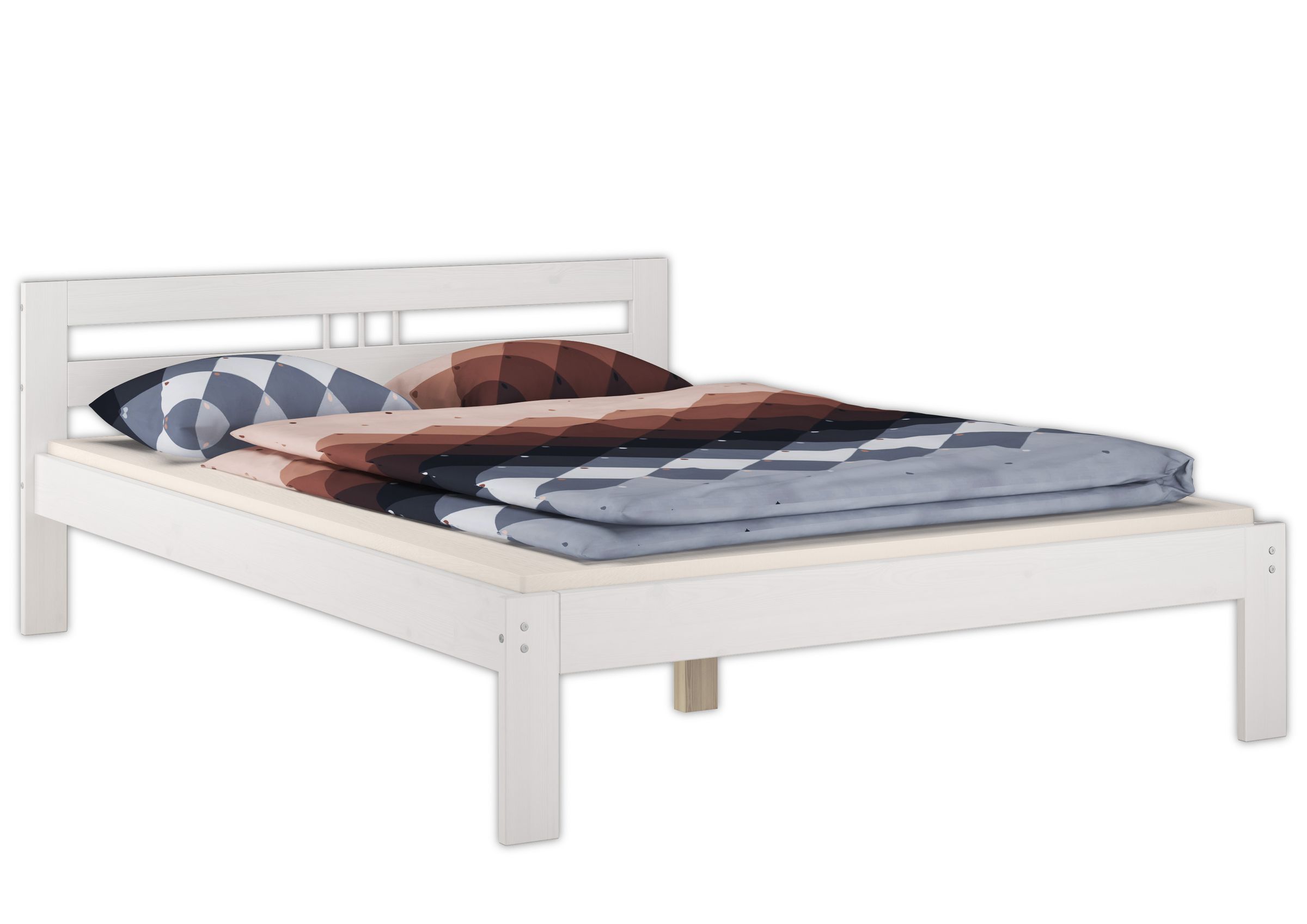 Einzelbett, Holzbett, weißes Bett, Bettgestell, Bettwäsche-Set?, Doppelbett Kiefer weiß