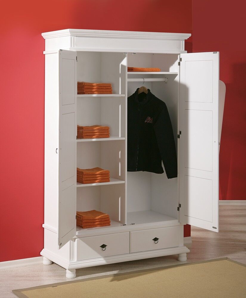 Schrank, Kleiderschrank, Weißes Regal, Kleiderschrank-Aufbewahrung, Schubladen, Kleiderschrank weiß mit Ablagefächer und Kleiderstange