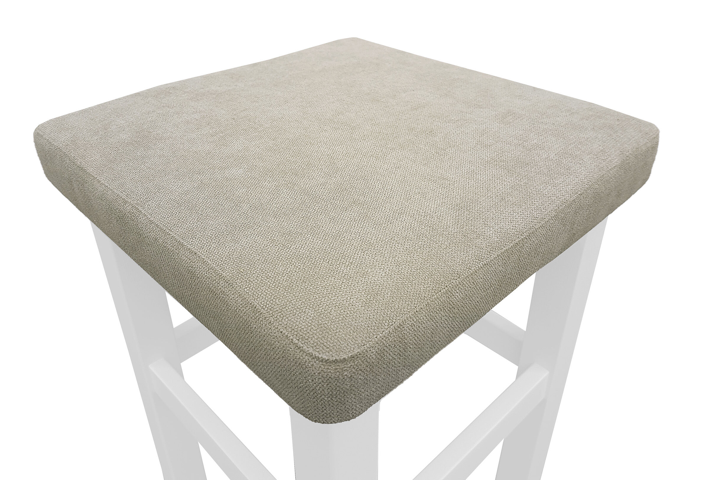 Hocker, Sitzhocker, Bezug, Stuhlbeine, Beige,
