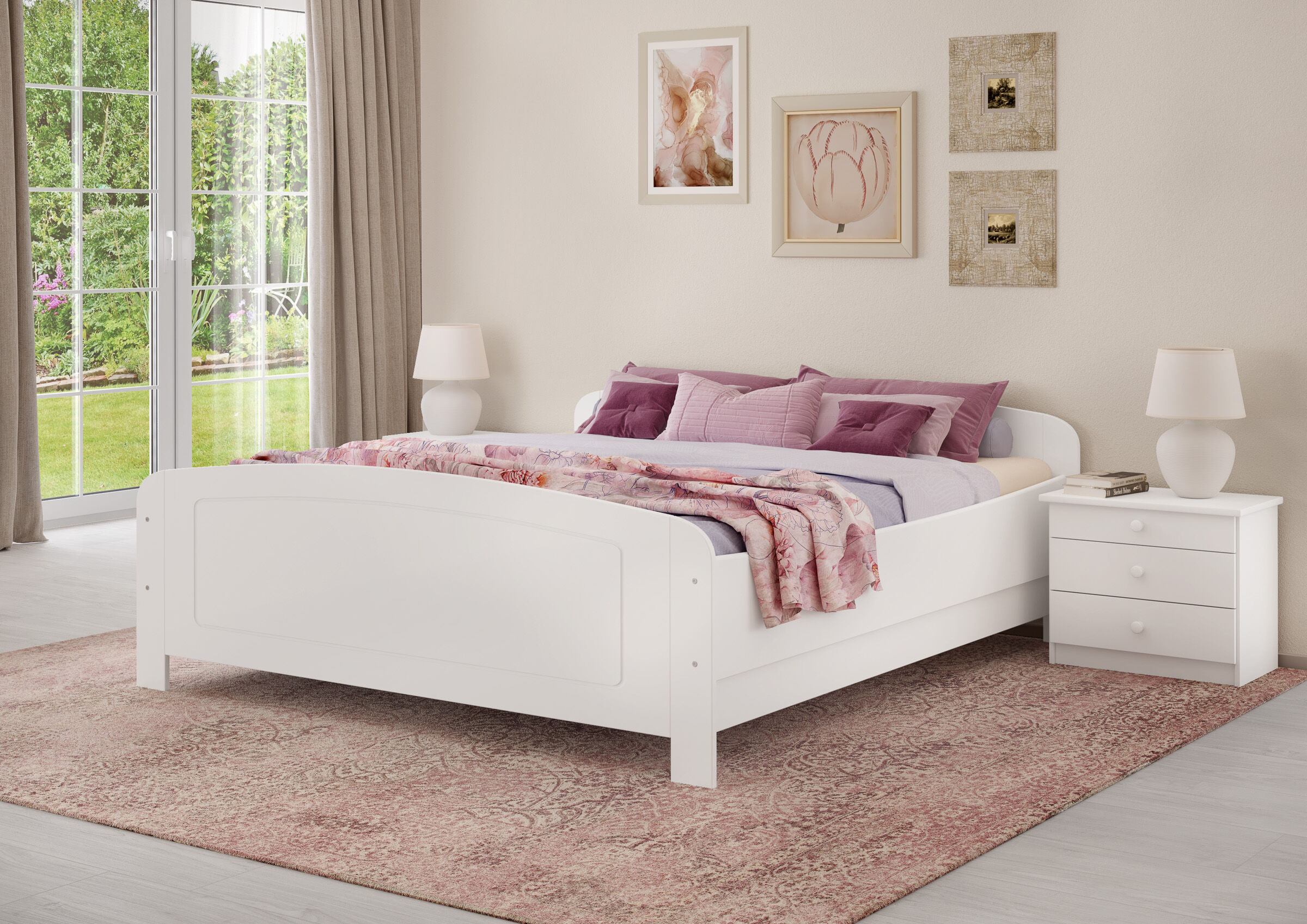 Dekoration für Zuhause, Teppich, Innenarchitektur, Mobiliar, Lampe, Stabiles Seniorenbett 180x200 im Zimmer
