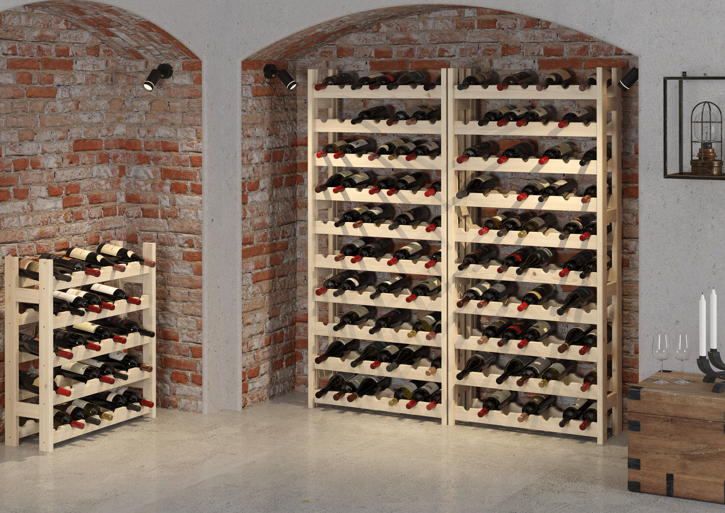 Weinregal, Wine rack, Holzregal, Flaschenregal, Kellerküche, stapelbares Regal für Flaschen
