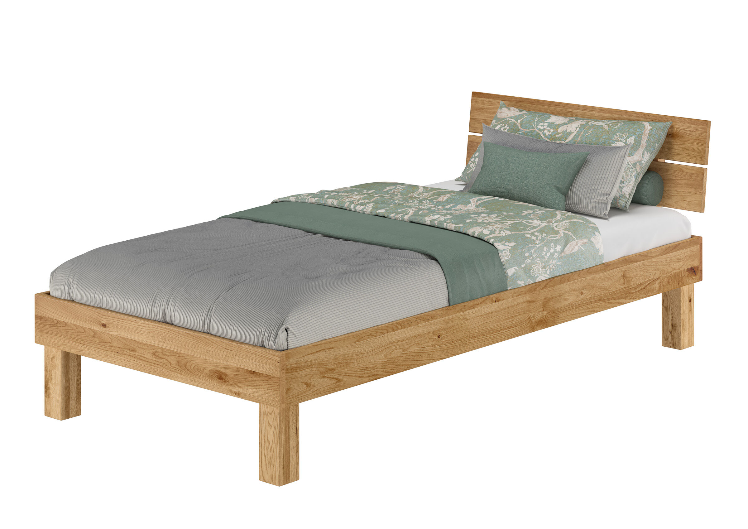 Holzbettrahmen, Bettgestell, Holzrahmen, Bett, Holztage?, Überlanges Einzelbett aus Eiche 100x220