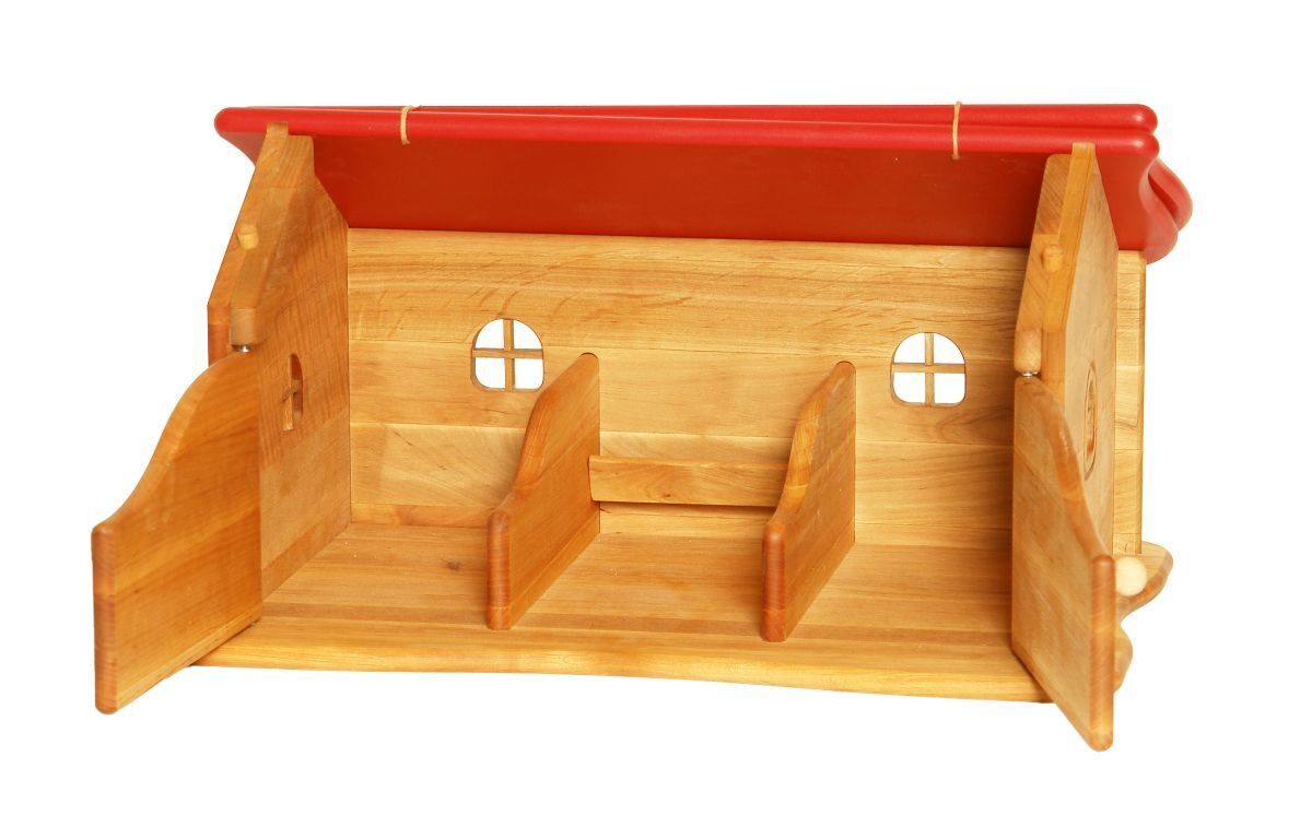 Holzspielzeug, Puppenhaus, Kleine Häuser, Küche, Naturholz, Holzstall
