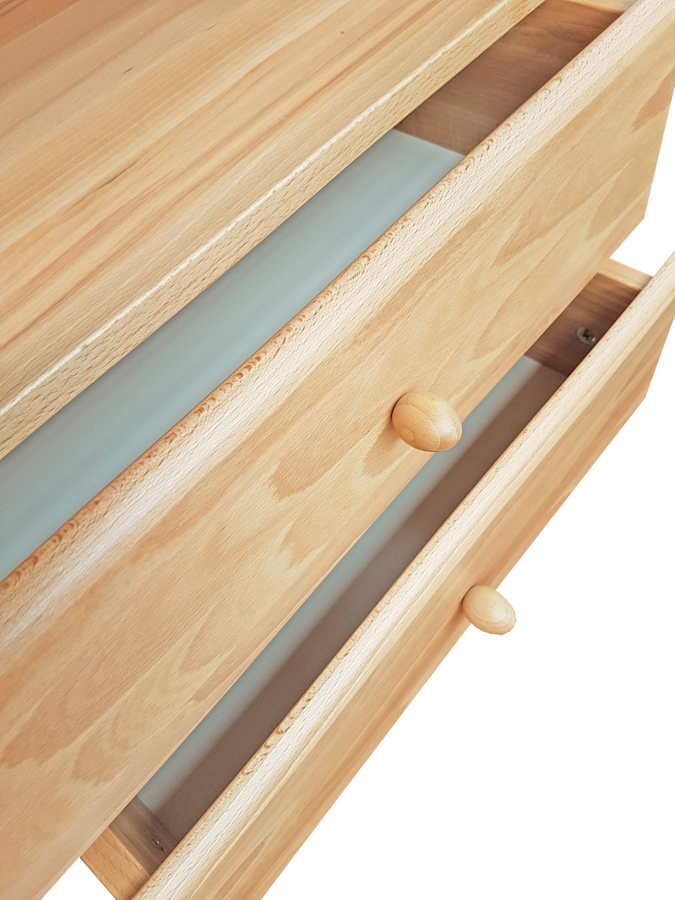 Holzkommode, Schublade, Holzoberfläche, Holzgriff, Massivholz, Detailbild der Schubladen