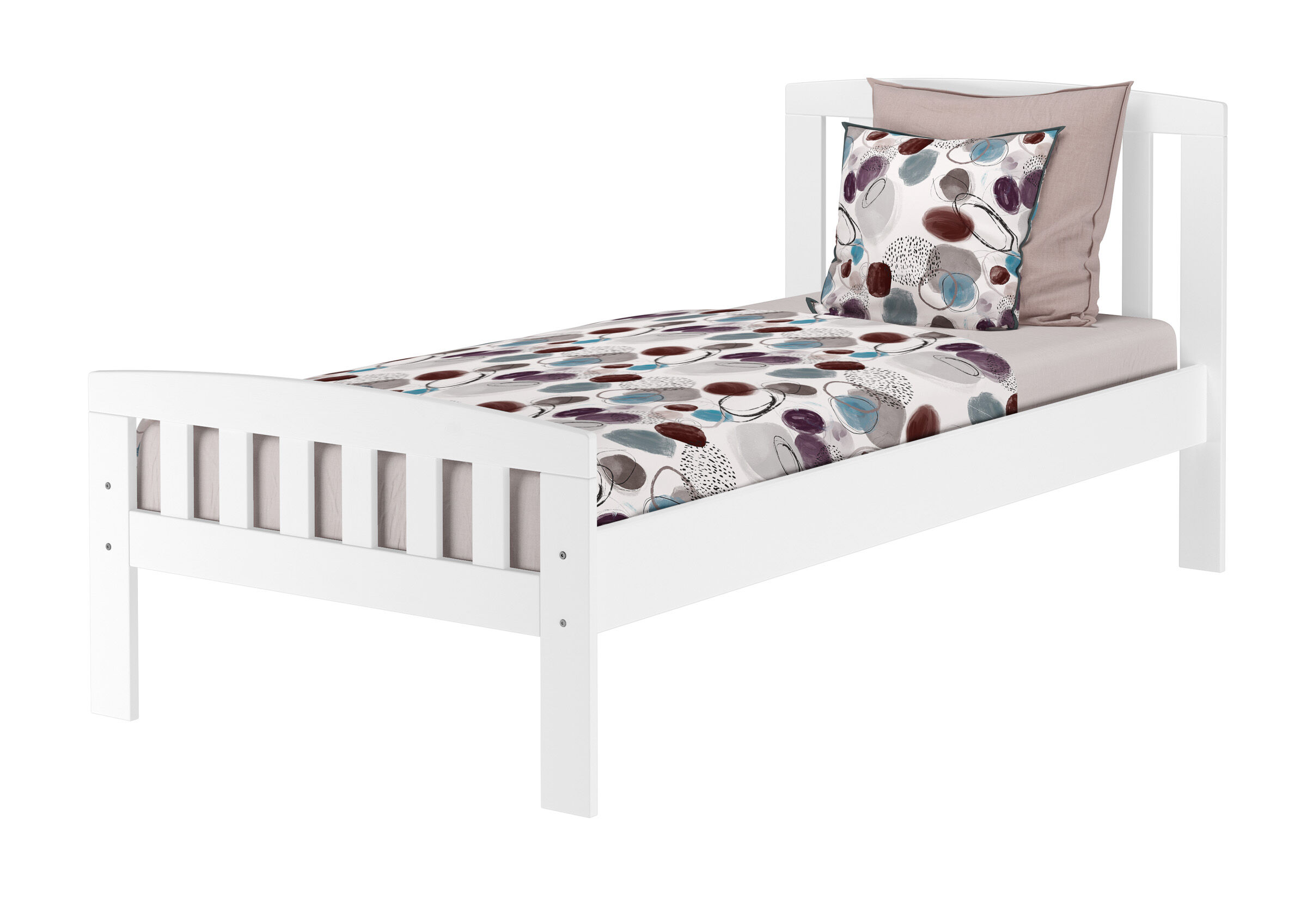 Klassisches Massivholzbett Kiefer waschweiß 90x200 Moebel, Krippe, Babybett, Bett, Kissen, Klassisches Kiefernholzbett 90x200