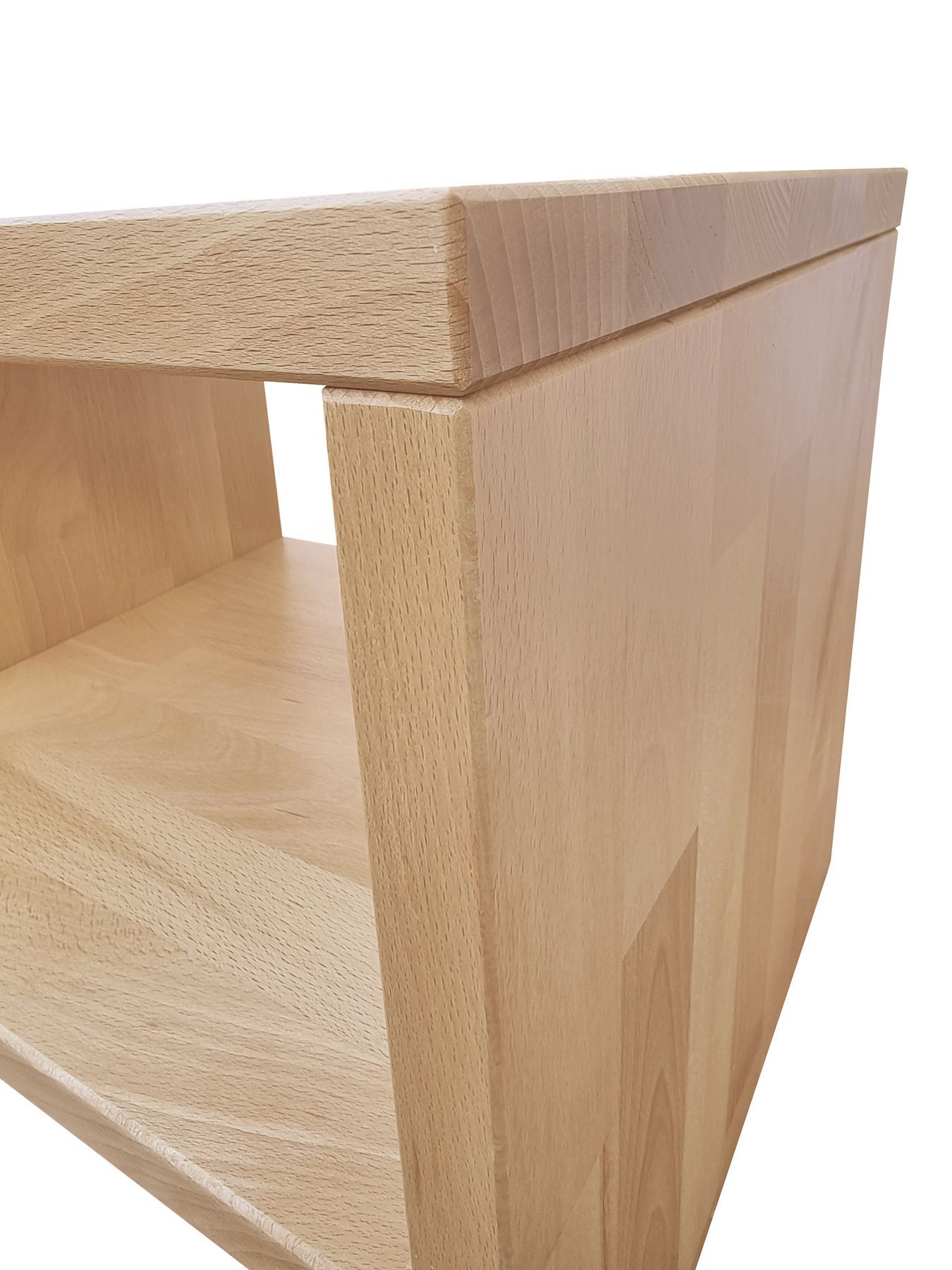Holzregal, Massivholz, laubholz, Holzregal Eiche, offenes Regal, Seitenansicht Buche Nachttisch