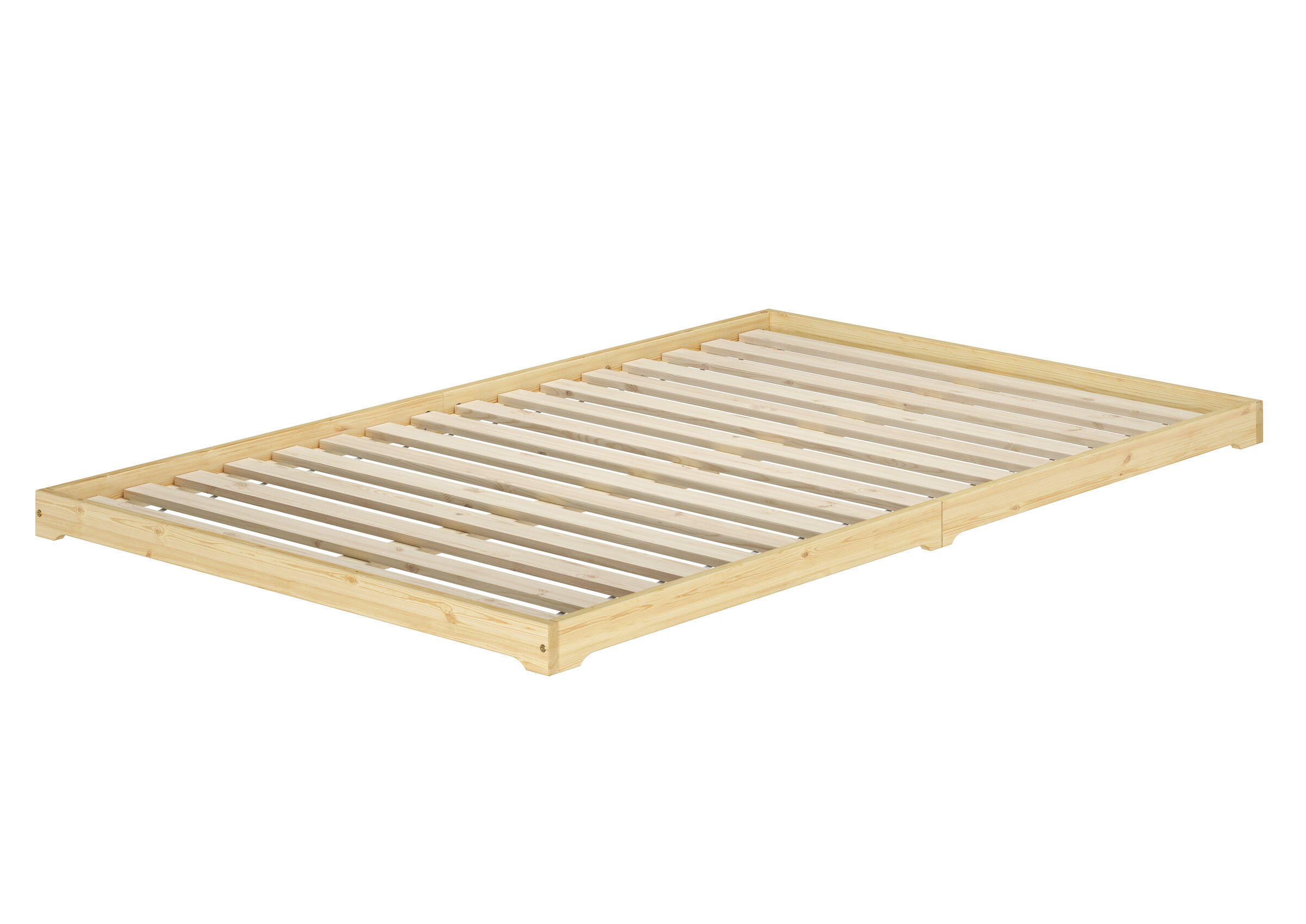Holzbettrahmen, Lattenrost-Bett, Überlanges Doppelbett 140x220 mit Rollrost