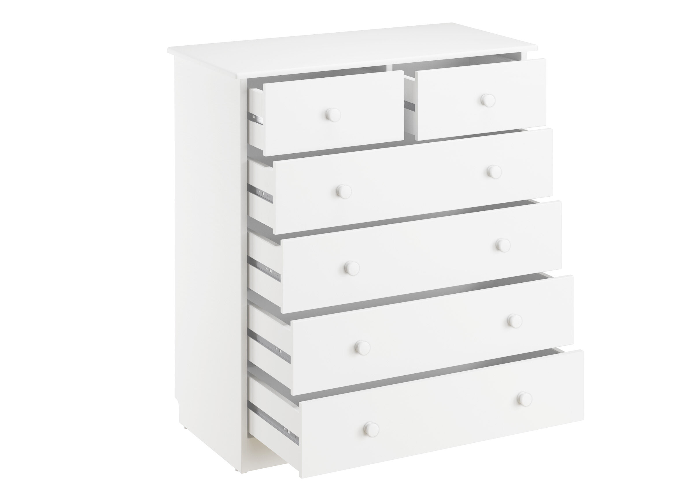 Kleiderschrank, Schubladen, Weiß, Holzwerkstoff, Stauraum, Vollholz-Kommode weiß