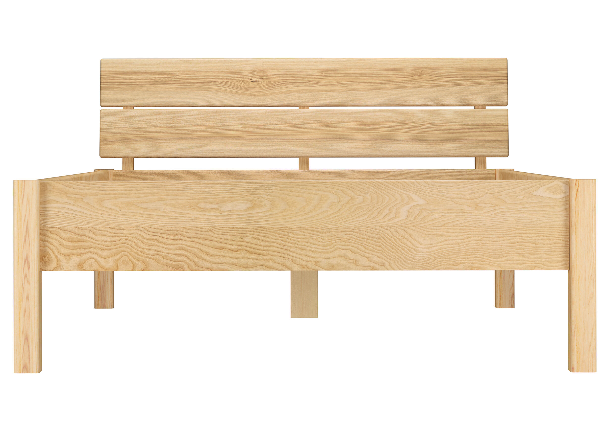 Massivholzbett aus Esche mit Kopflehne 140x200 Detailbild des Doppelbettes aus Esche 140x200