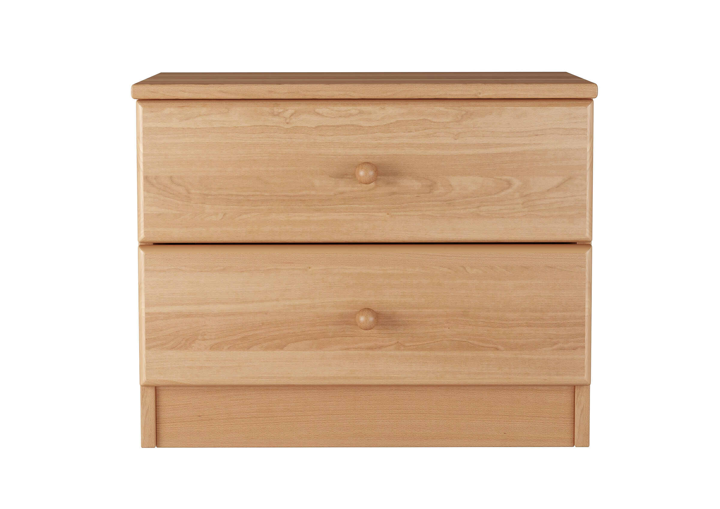 Nachttisch, Nachtkommode, Holz, Schublade, Birke, Detailbild des Buche Nachtisches mit 2 Schubladen