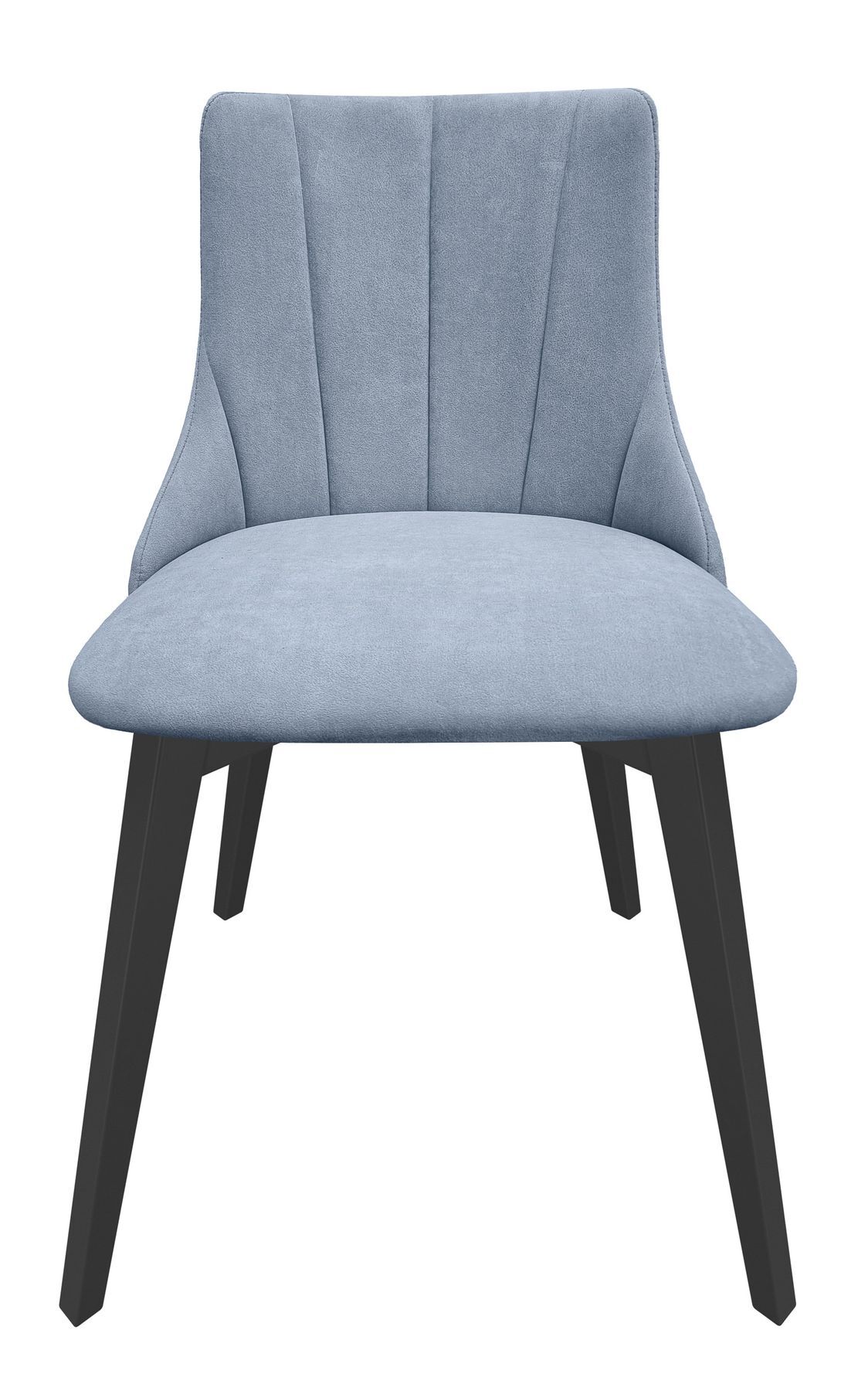 Stuhl, Polsterstuhl, Blau, Holzbeine, Samtstoff, ergonomisch gewölbte Lehne