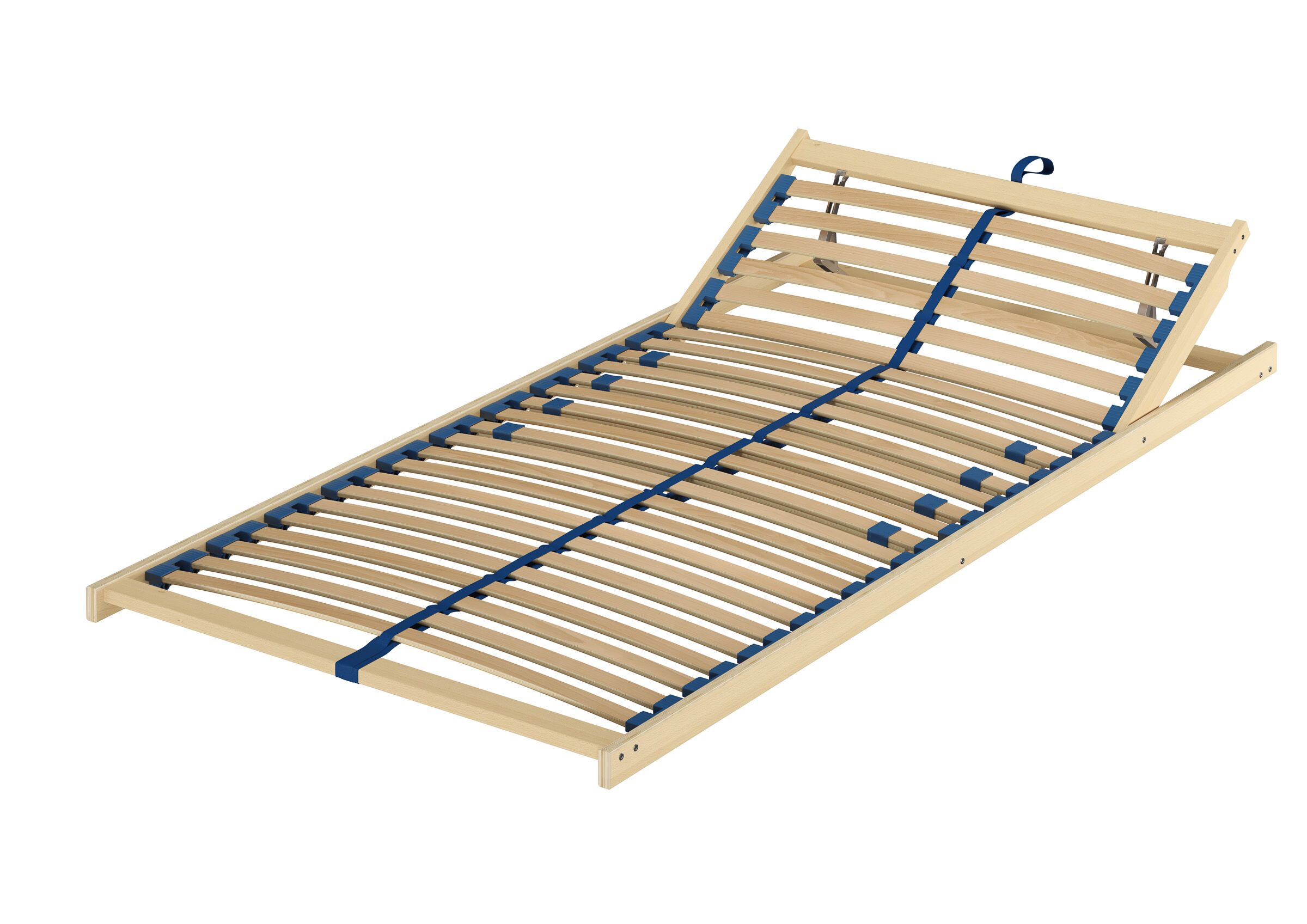 Bettrahmen, Lattenrost, Holz, verstellbar, Blau, Federholzrahmen Kopfteil verstellbar