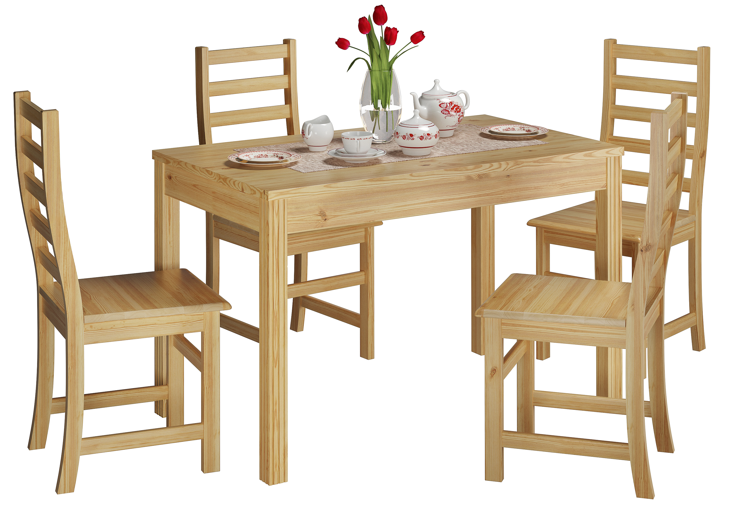 Esstisch, Holztisch, Holzstuhl, Holzoptik, Holzspeiseset,