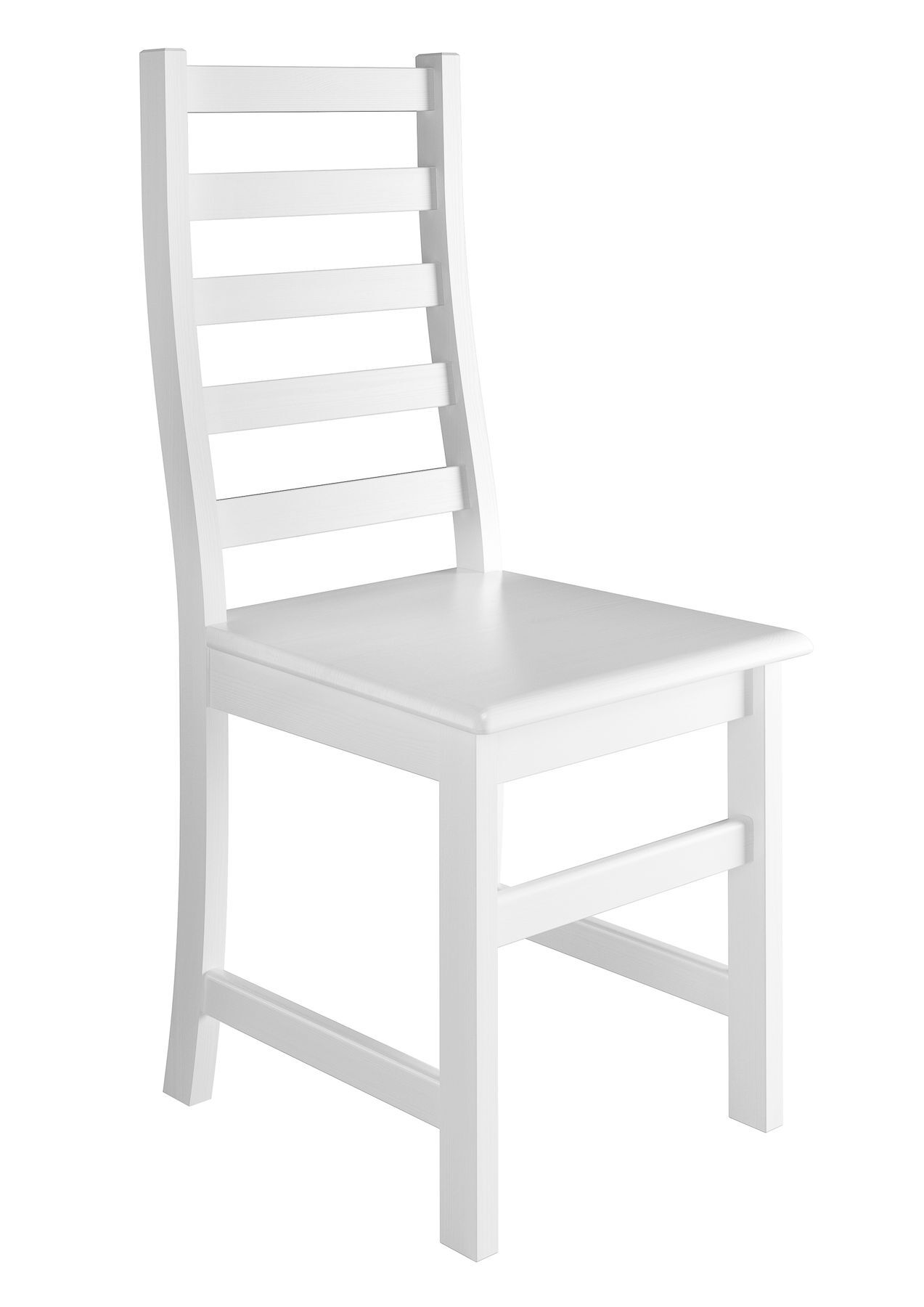 Stuhl, Holzstuhl, Weiß, Sitzstuhl, gerade Rückenlehne, Stabiler Holzstuhl aus massiver Kiefer, Modell 21, waschweiß lackiert, modernes Design - elegant geschwungene Lehne mit Querstreben