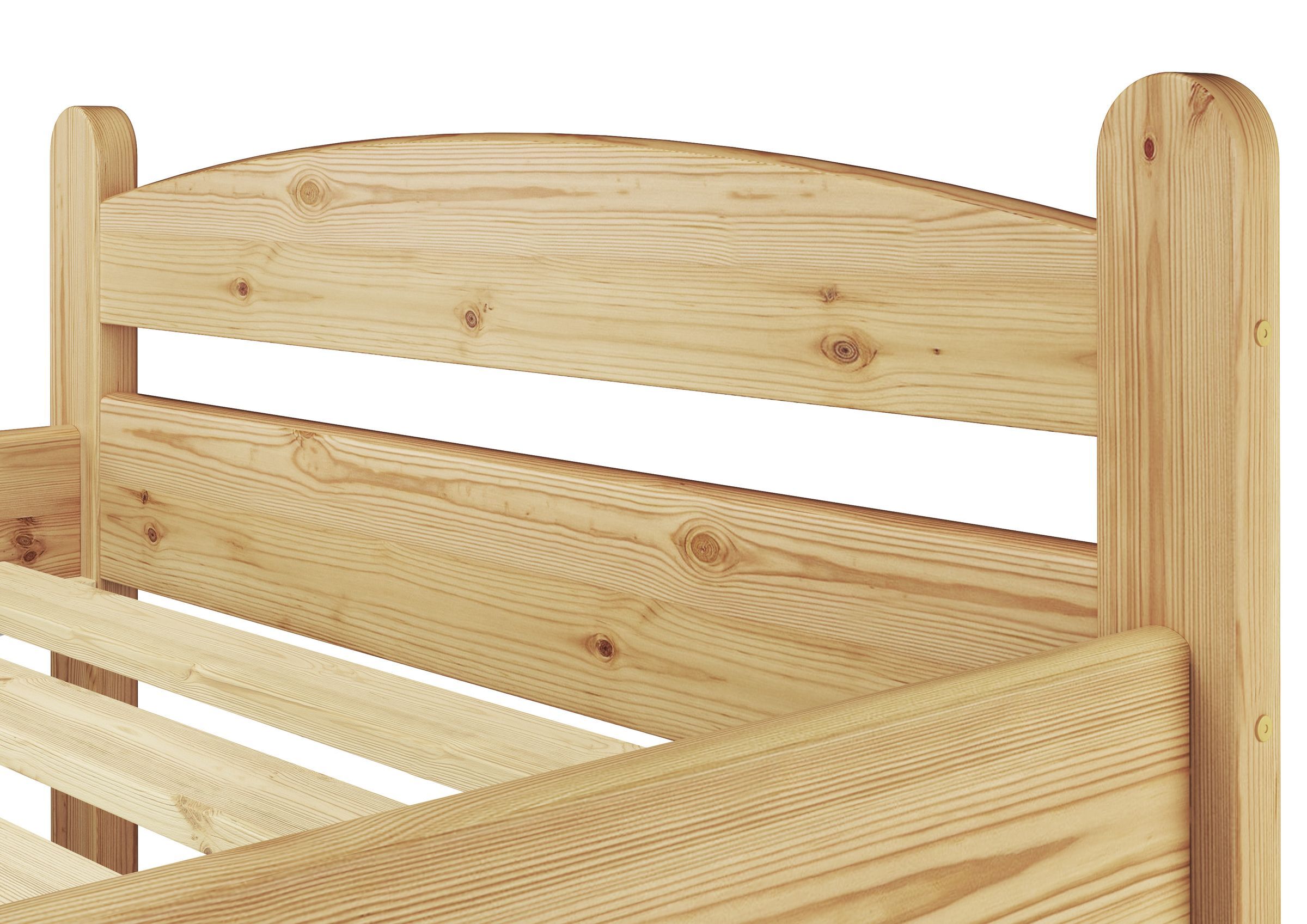 Holzbett, Kiefernholz, Kinderbett, Holzlatten, Naturholz, Kopfteil Kiefer massiv