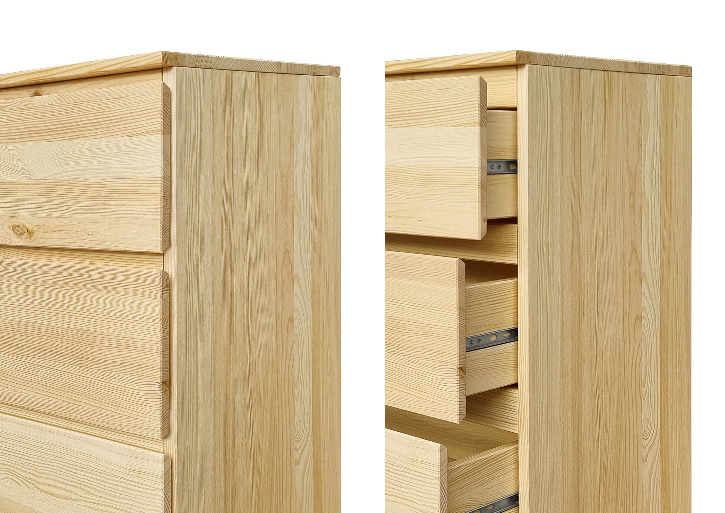 Holzkommode, Schubladen, Naturholz, Glatte Oberfläche, Massivholz, Lebhafte Kieferholzmaserung