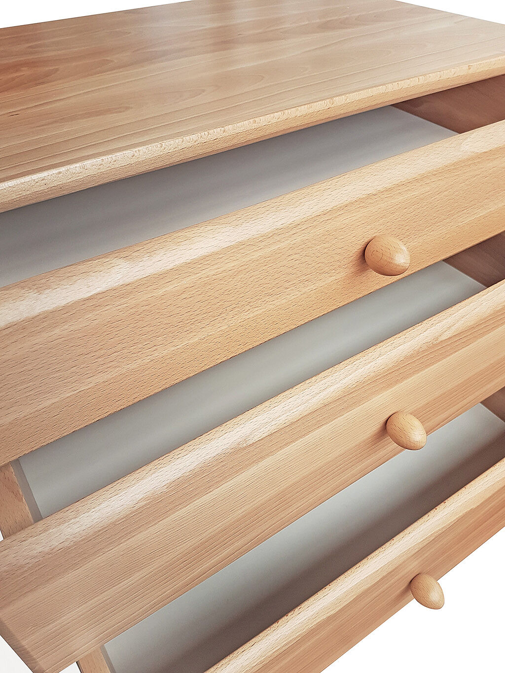 Holzkommode, Schubladen, Nachtkästchen, Birke, Holzoberfläche, Buche Nachttisch 3 Schubladen