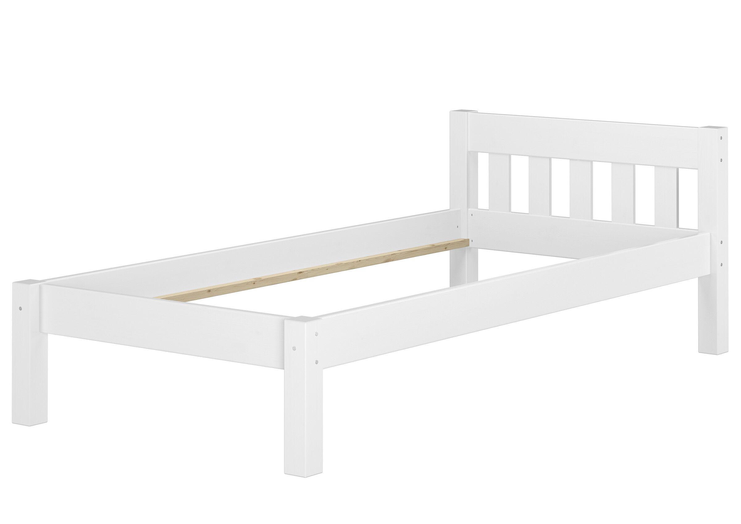 Holzbett, Kinderbett, Weiß, Bed Frame, Holzlatten, Bettrahmen Kiefer waschweiß ohne Zubehör