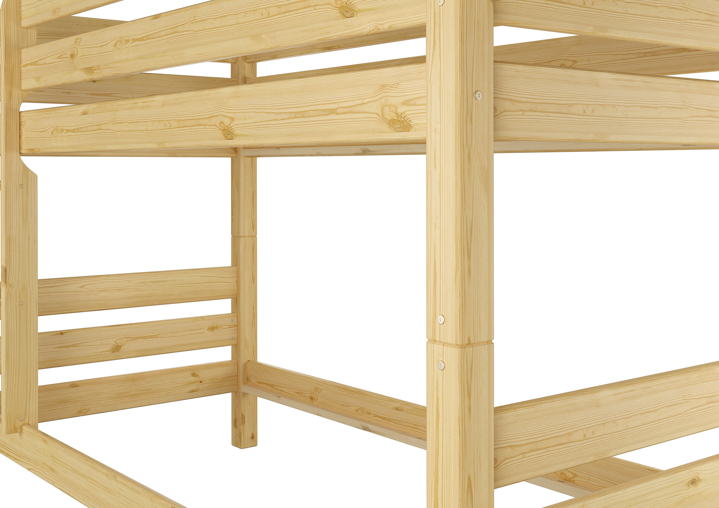 Holzbettrahmen, Holzbett, Kiefernholz, Rahmenkonstruktion, Auflageleisten, Etagenbett Kiefer