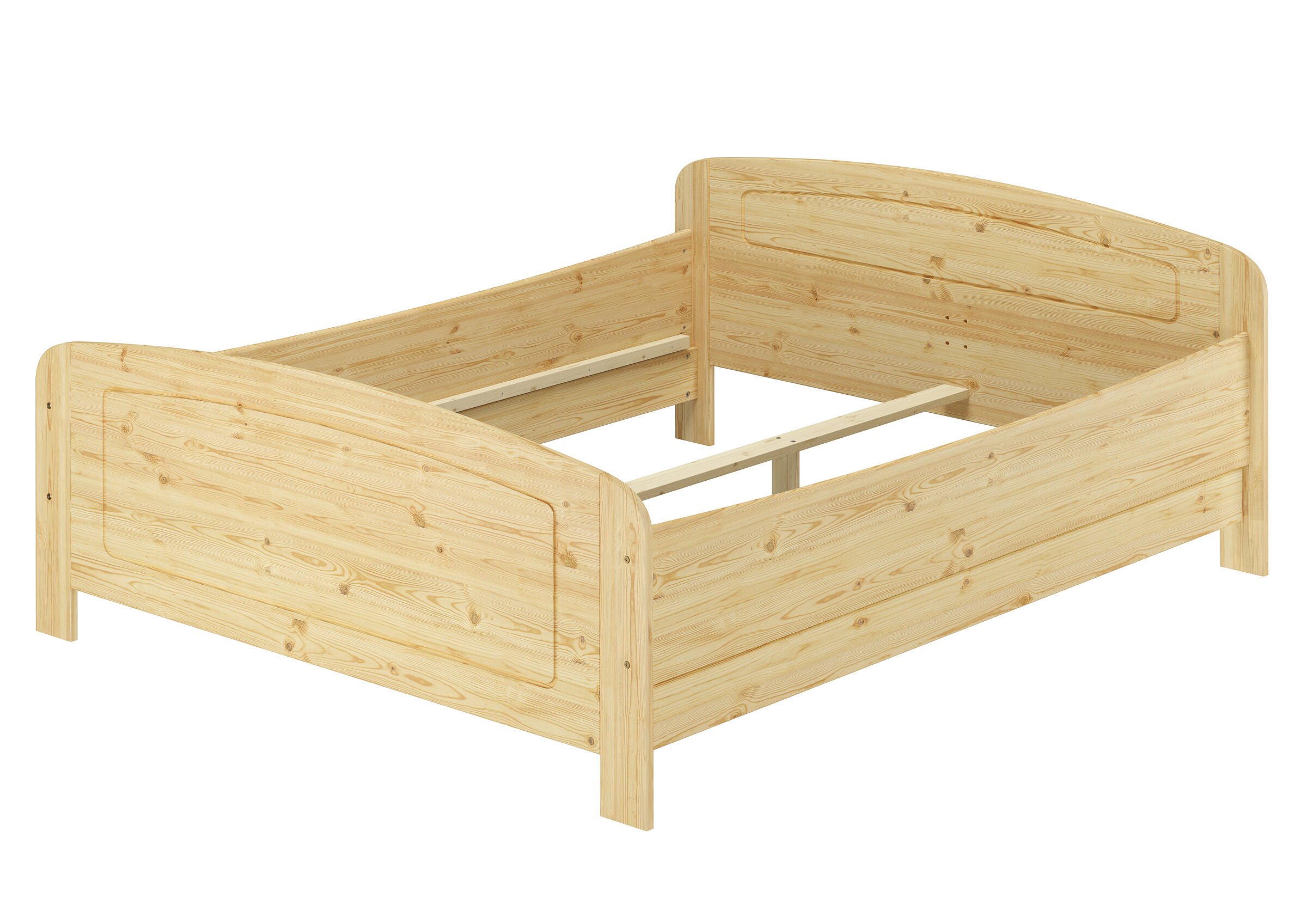 holzbettrahmen, holzbett, naturholz, einzelbett, bettgestell, Zeitloser Kieferholzbettrahmen 200x220 in Überlänge