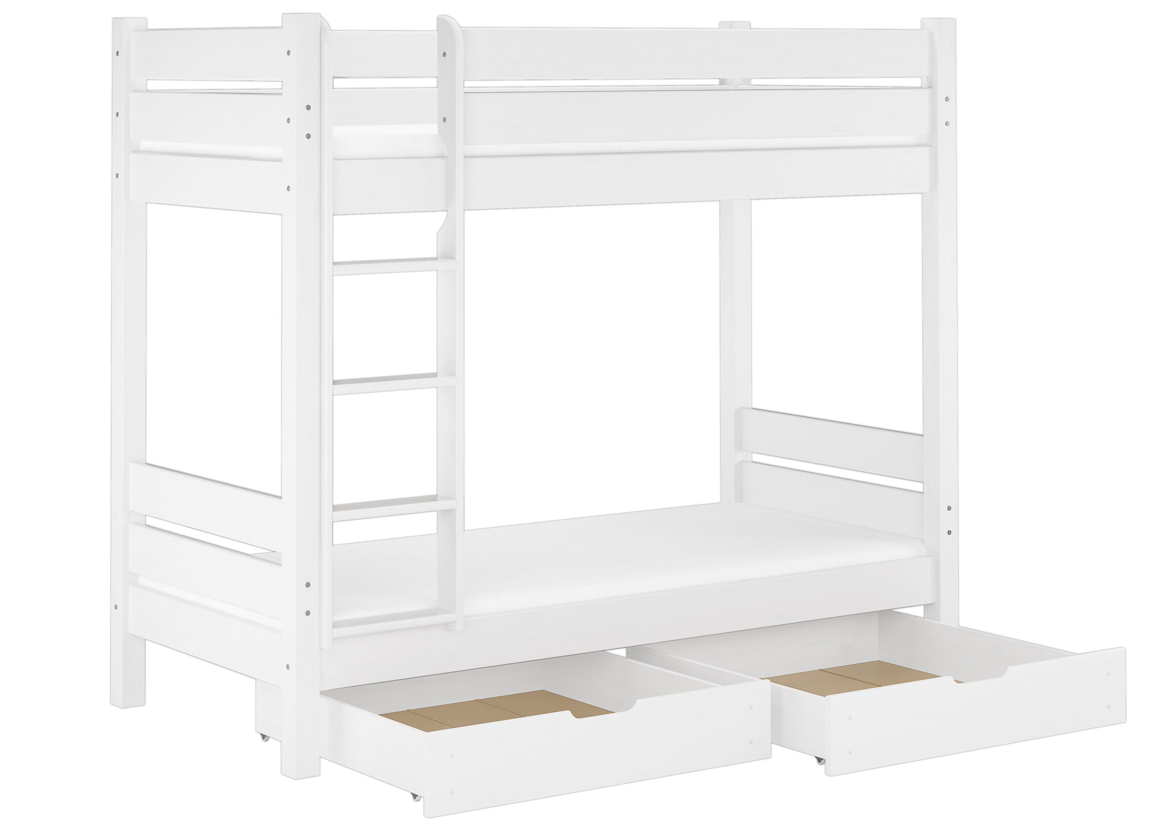 hochbett, weiß, holz, bett mit schubladen, leiter, Stockbett Kiefer weiß mit Bettkasten