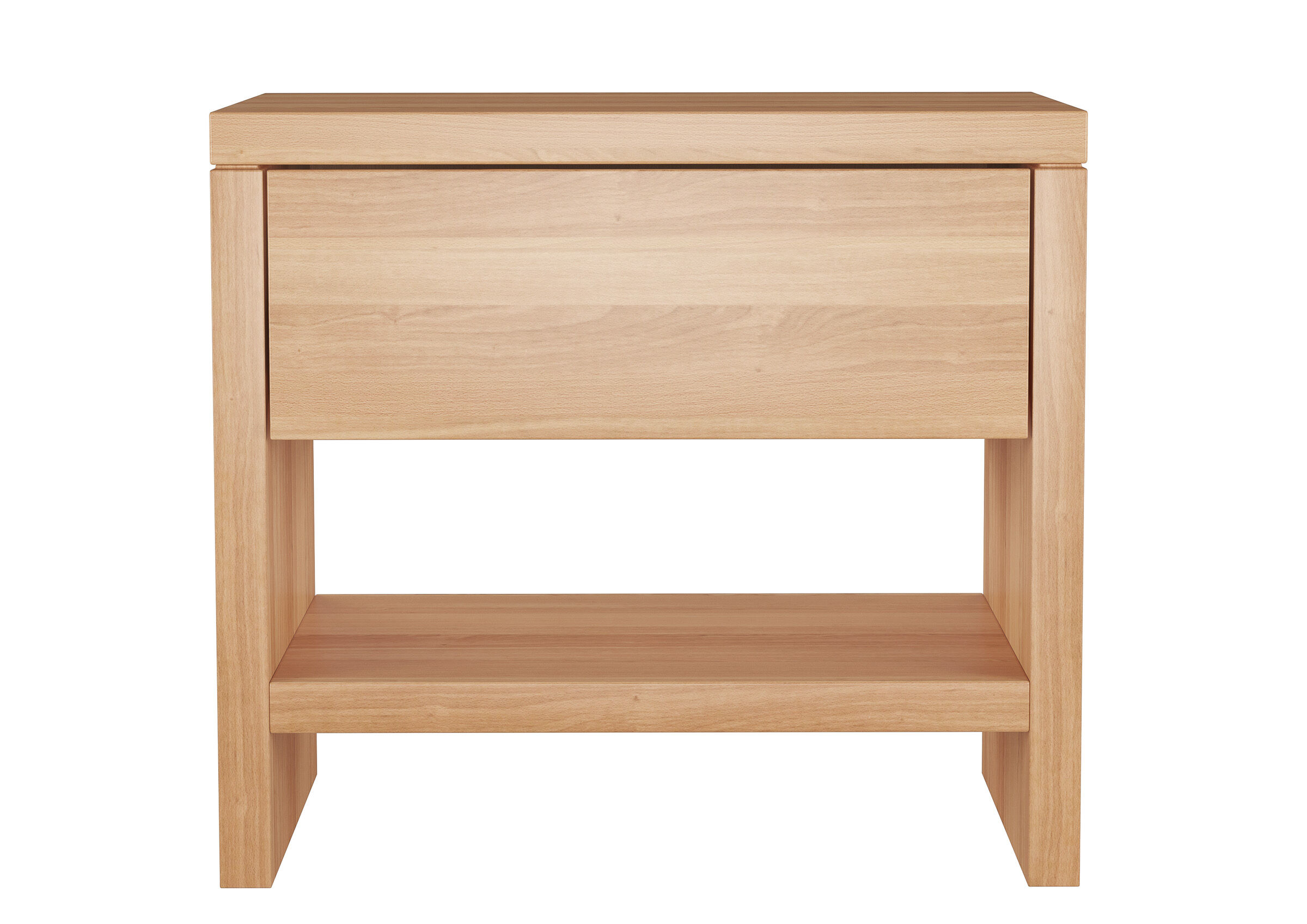 Nachtkonsole, Nachtkommode, Holz, Massivholz, Beige/Bargerecht, Vollholz-Nachttisch-Kommode