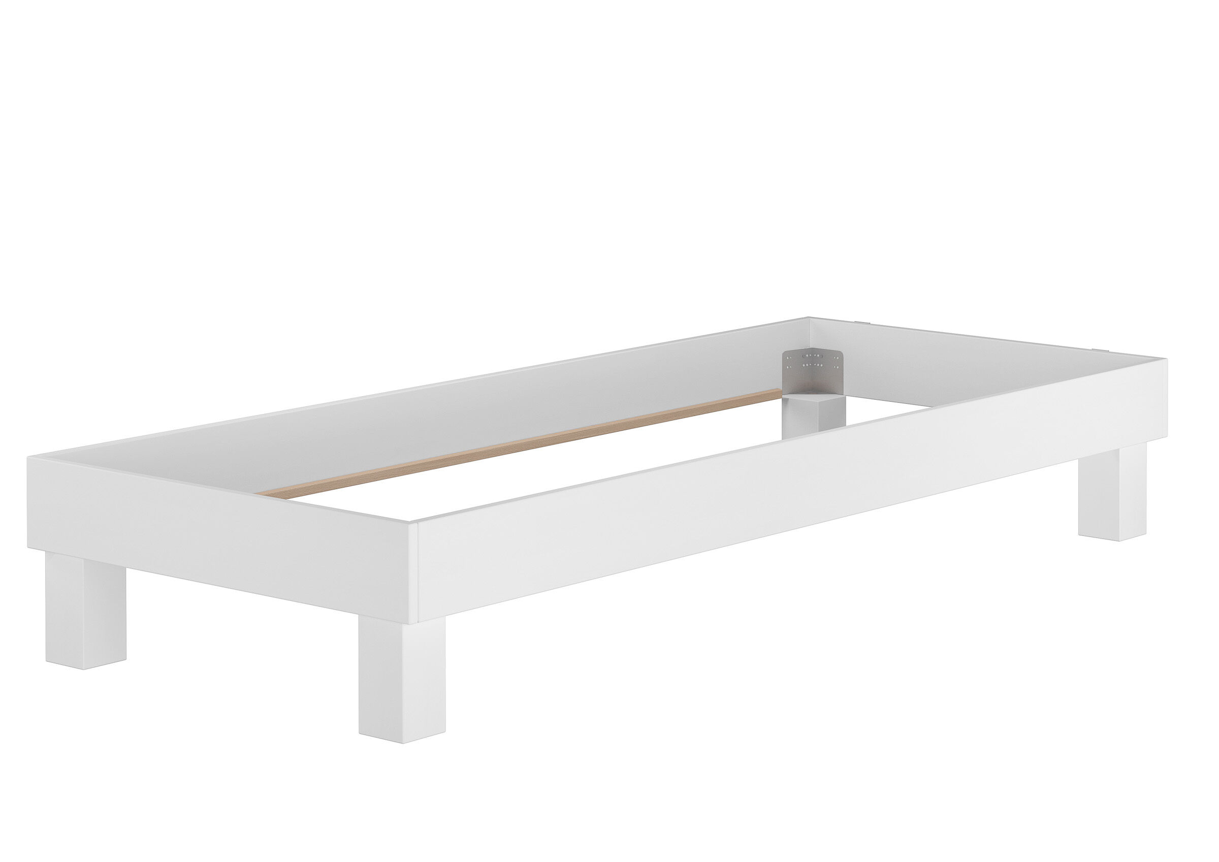 Buche Bett wascheiß Holzbett breites Einzelbett 100x220 Buche Bettrahmen Futonbett mit wählbarem Zubehör V-60.87-10-220W
