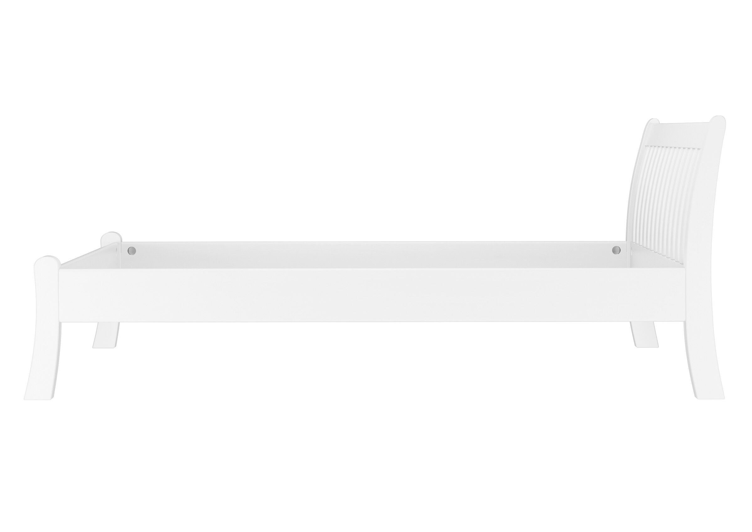 Moebel, Krippe, Bett für Säuglinge, Bank, Bett, Seitenansicht Bett Kiefer waschweiß