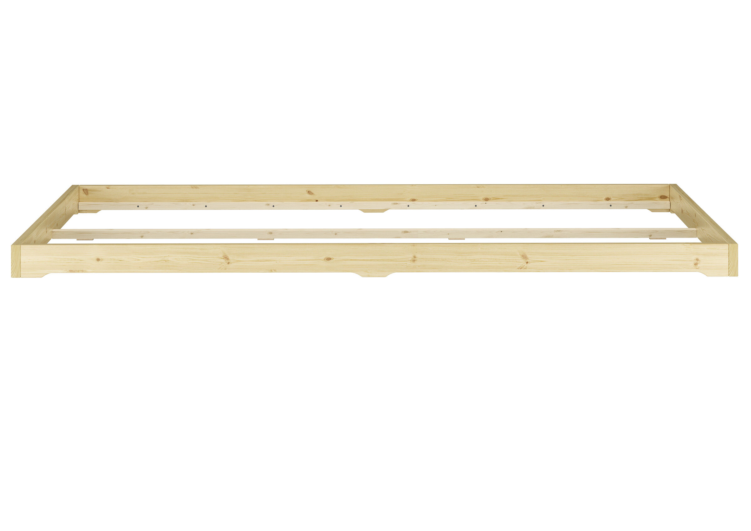 Holzbettgestell, Bettboden, Lattenrostträger, Holzrahmen, Naturholz, niedriges französisches Bett 140x200