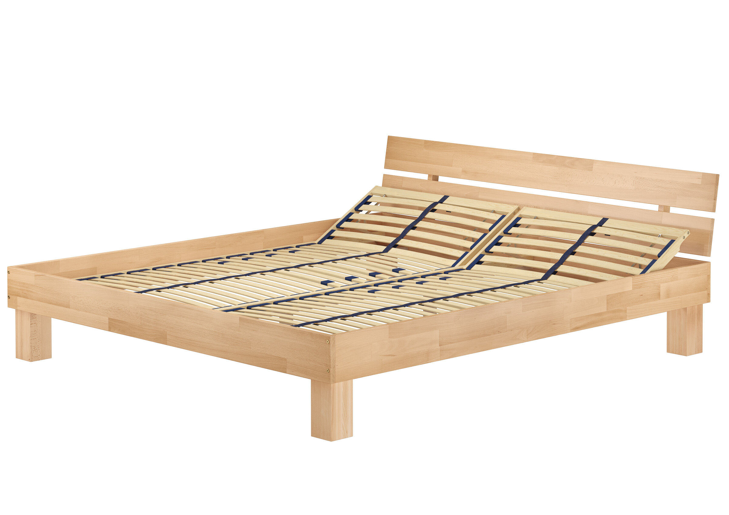 Bettenrahmen, Holzbett, Doppelbett, Lattenrost, Naturholz, Klassisches Vollholzbett 180x200 mit Federholzrahmen