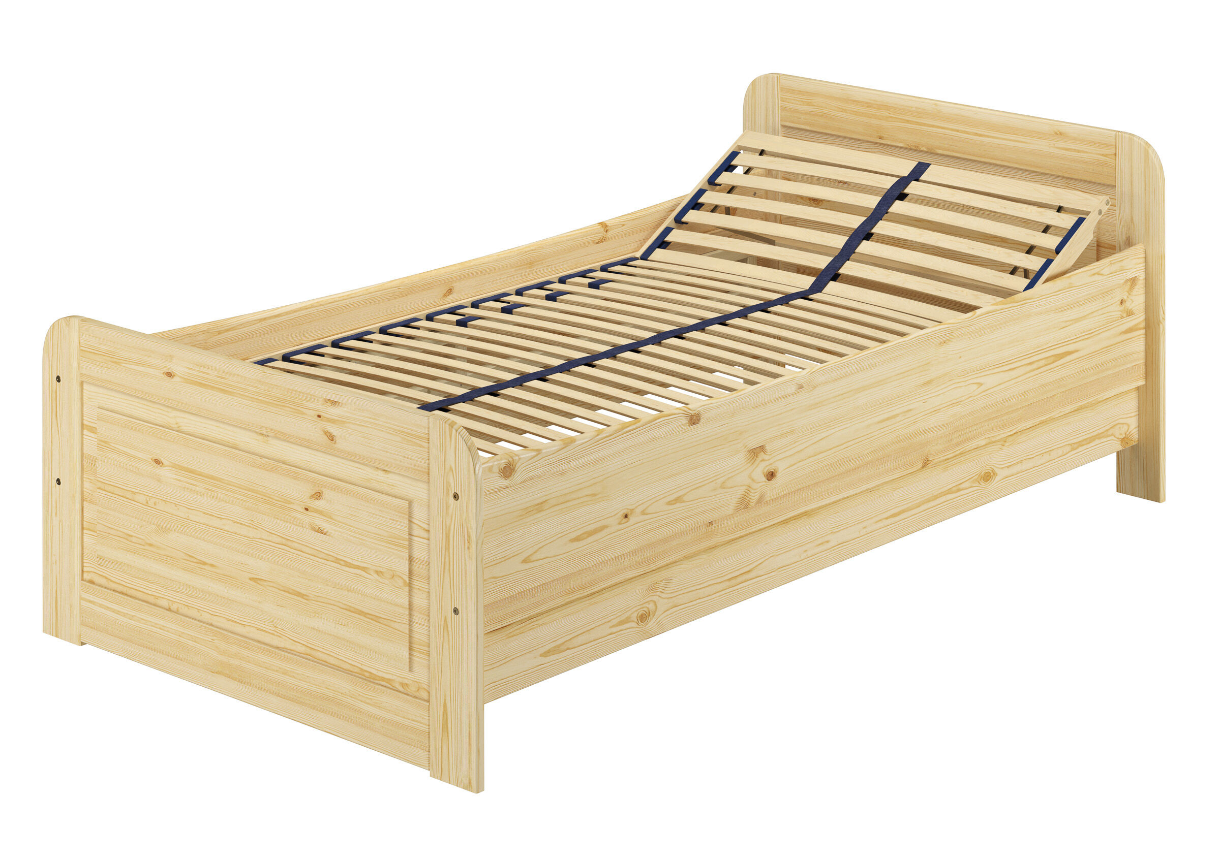 Holzbett, Einzelbett, Kopfteil, Lattenrost, naturholz, Stabiles Einzelbett 100x200 mit Federholzrahmen