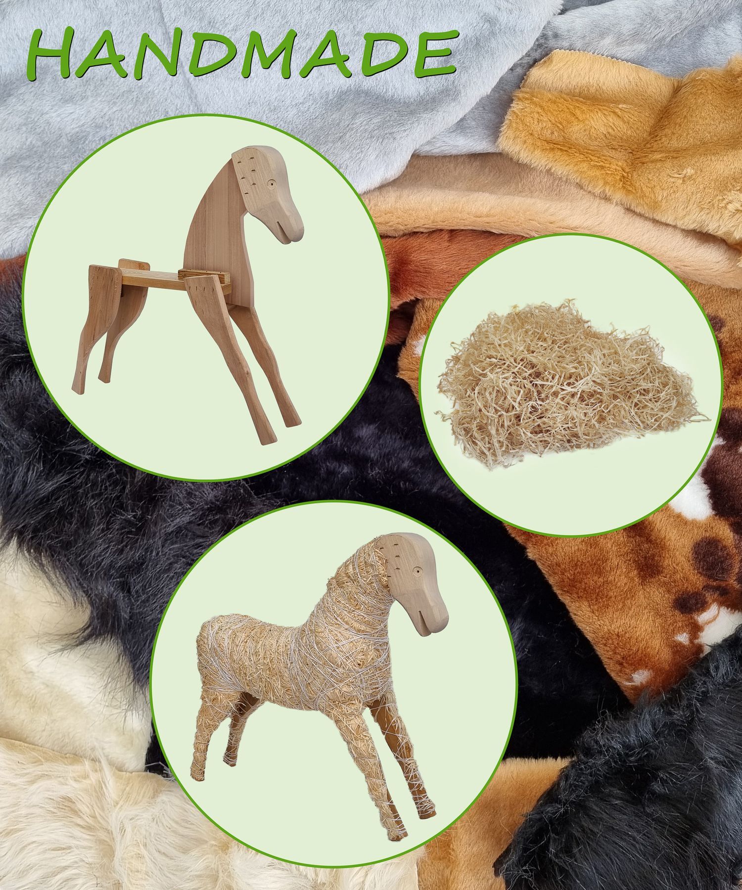 handmade, pferd, seil, holz, sehnenartig, Materialien vom Schaukelpferd